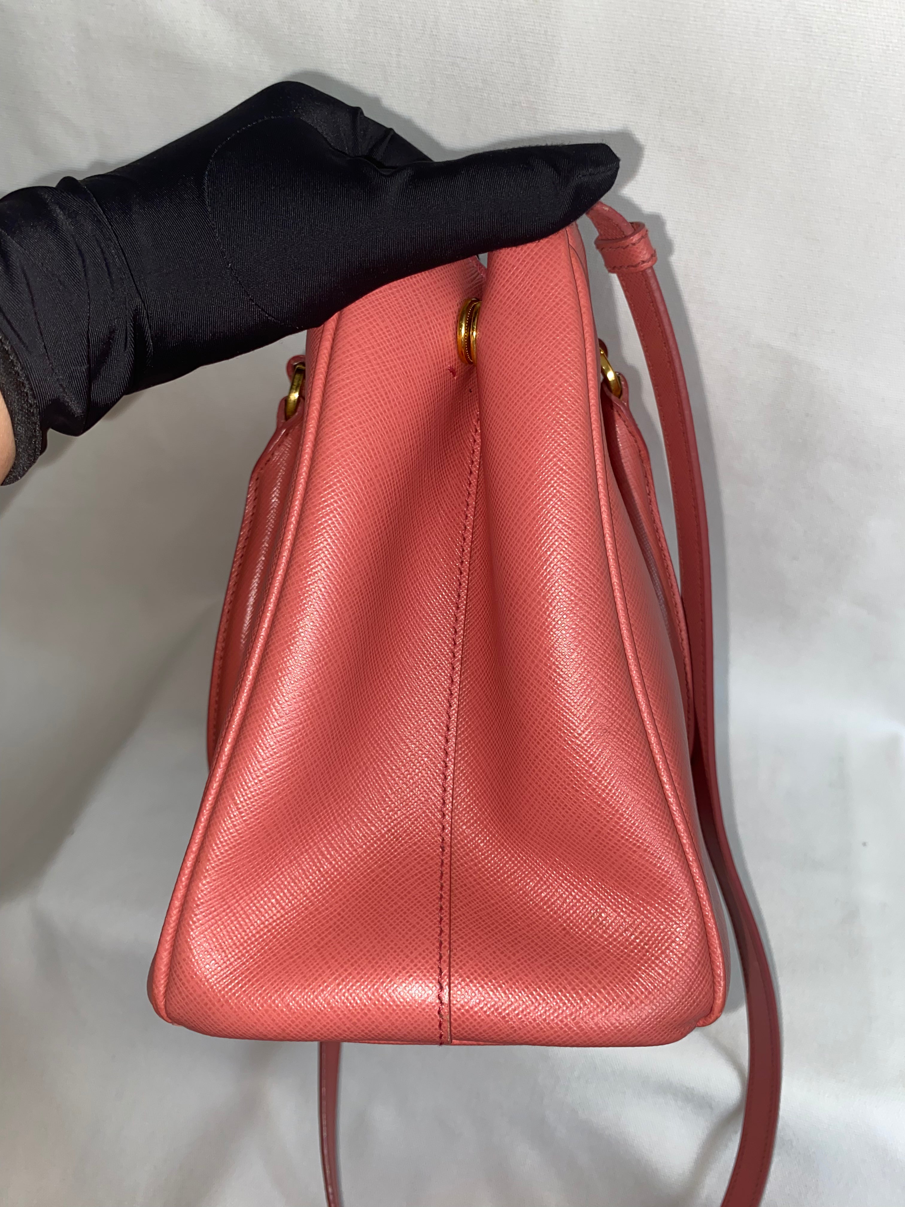 Prada Saffiano Lux Galleria Double Zip Tote Pink