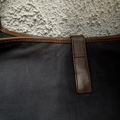 Gucci Vintage Navy Canvas & Brown Leather Jackie Bag