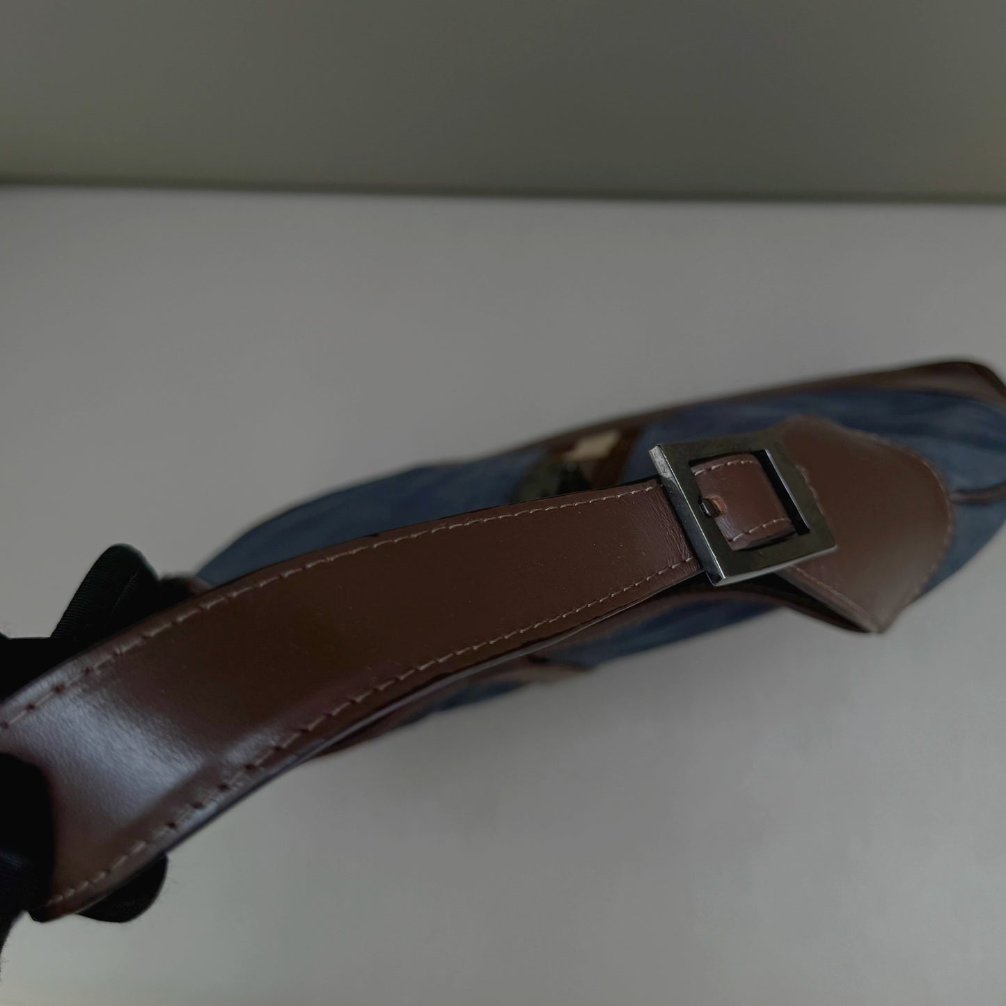 Gucci Vintage Navy Canvas & Brown Leather Jackie Bag