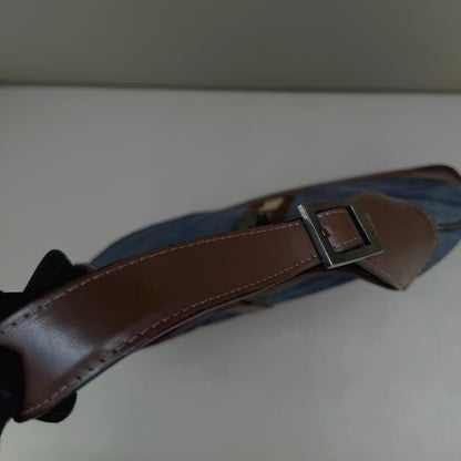 Gucci Vintage Navy Canvas & Brown Leather Jackie Bag