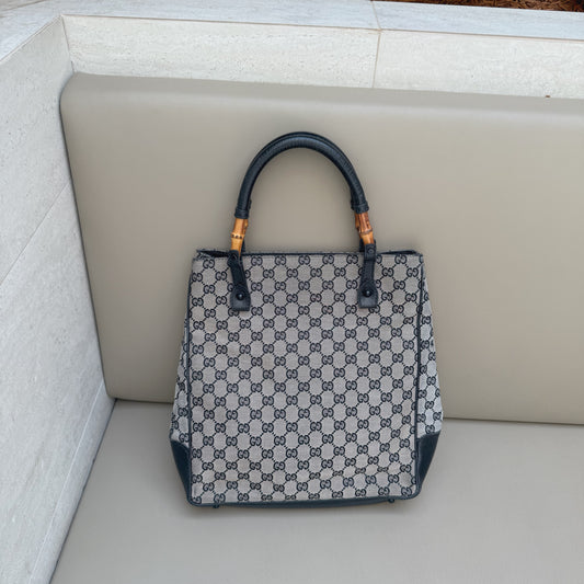 Gucci GG Canvas Bamboo Handle Tote Bag