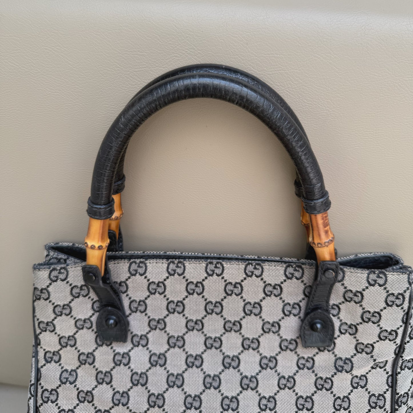 Gucci GG Canvas Bamboo Handle Tote Bag