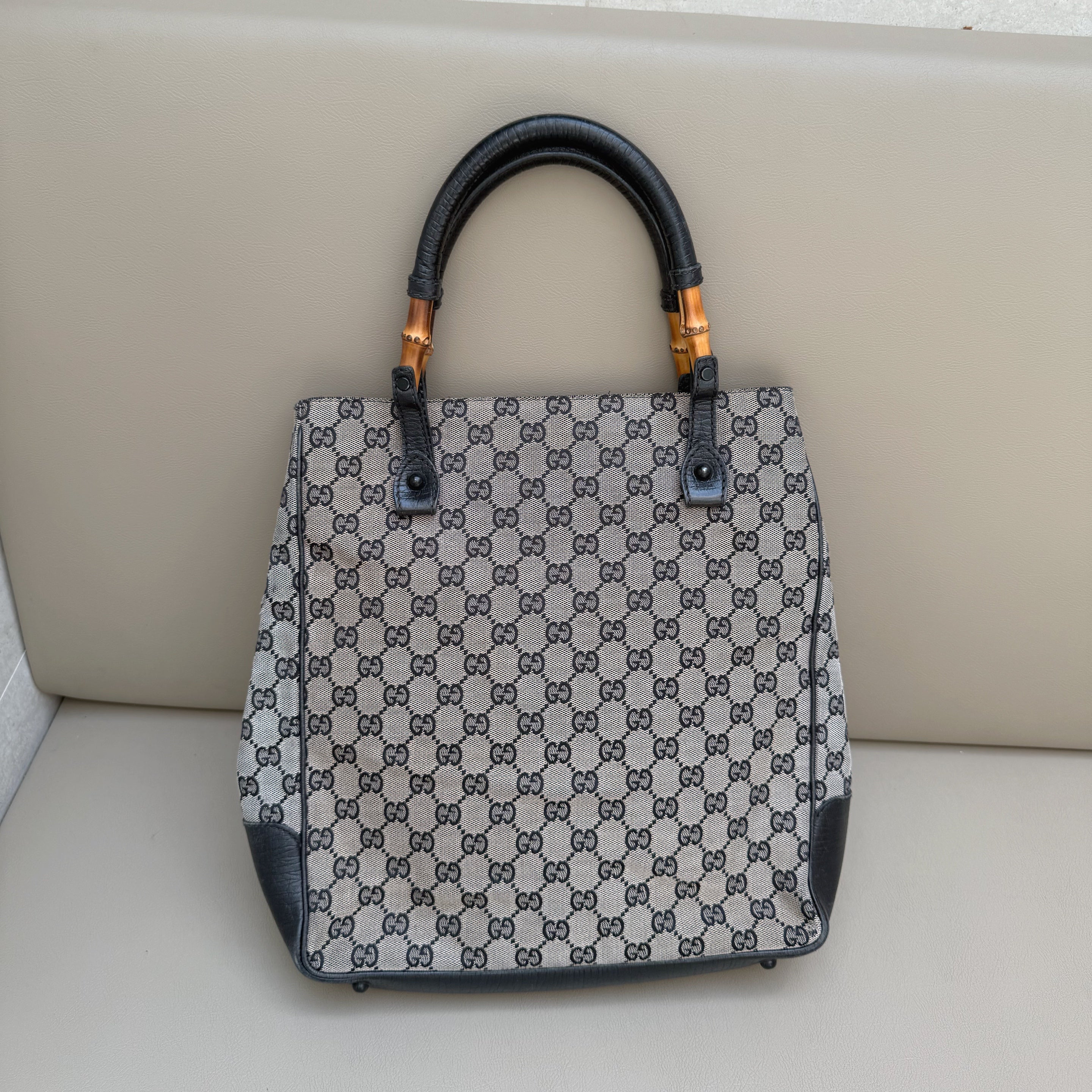 Gucci GG Canvas Bamboo Handle Tote Bag