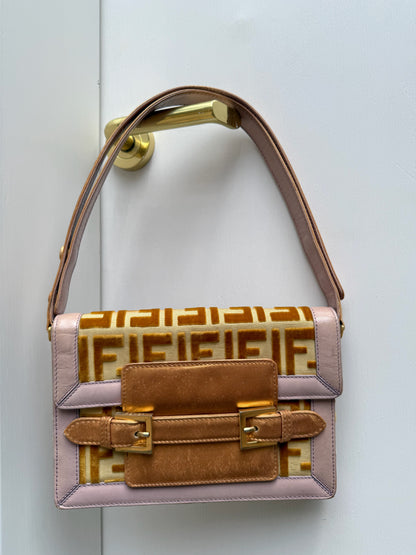 FENDI Vintage Shoulder Bag in gold/lilac leather