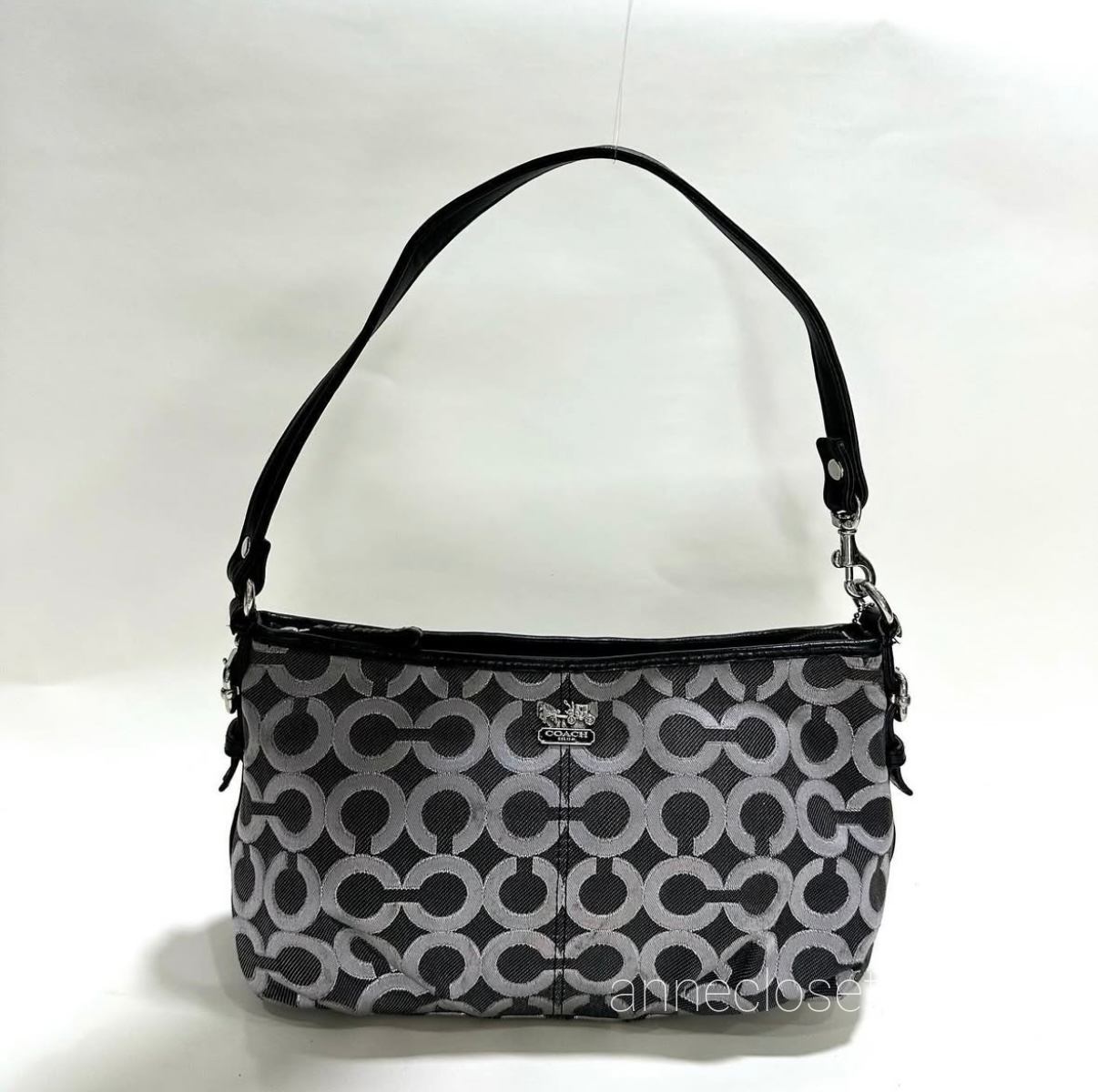 Coach Canvas Black and Silver Signature C Handbag