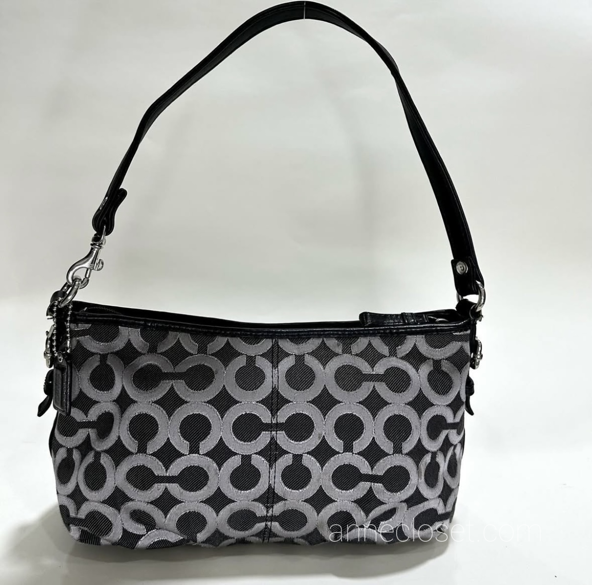 Coach Canvas Black and Silver Signature C Handbag