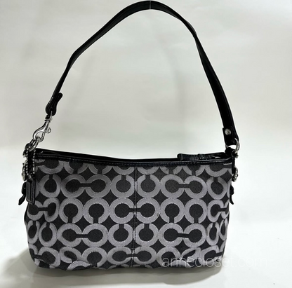 Coach Canvas Black and Silver Signature C Handbag