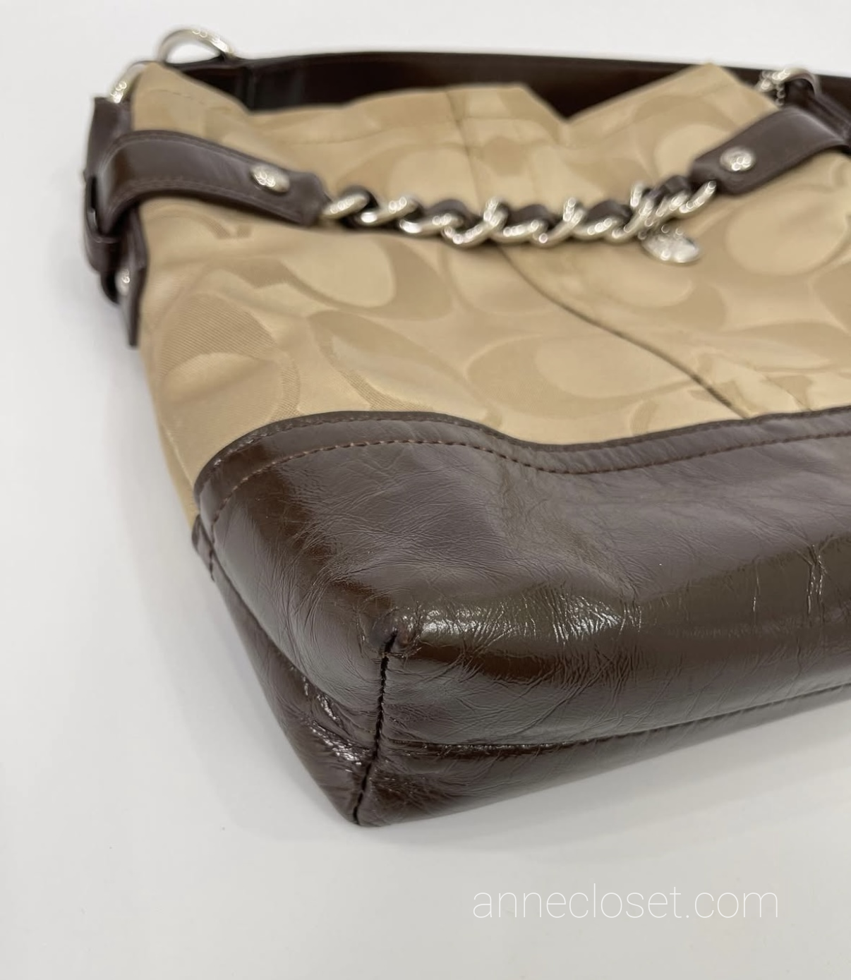 Coach Signature Leather Sateen Tan Brown Crossbody