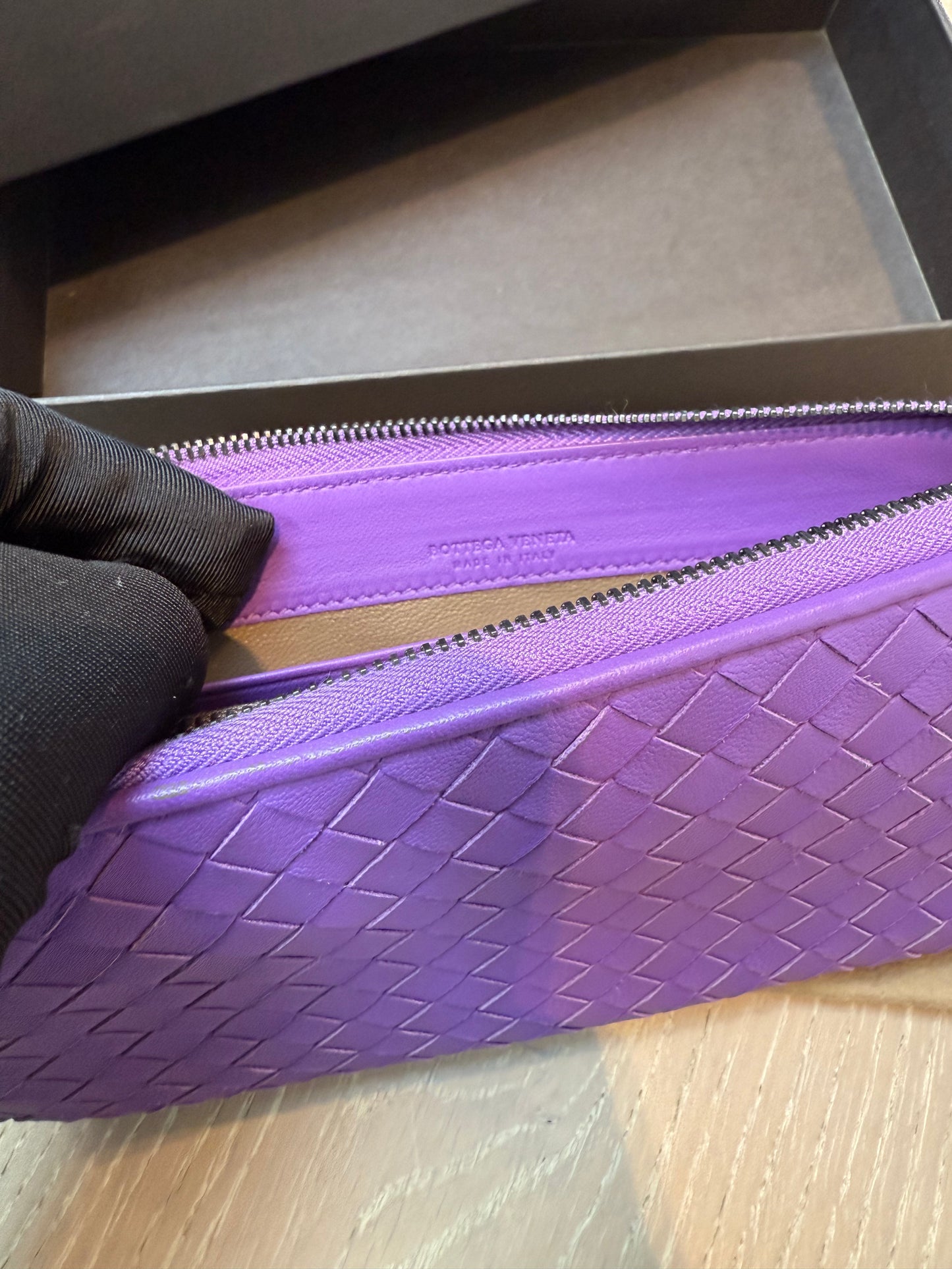 Bottega Veneta Intrecciato Purple Long Wallet