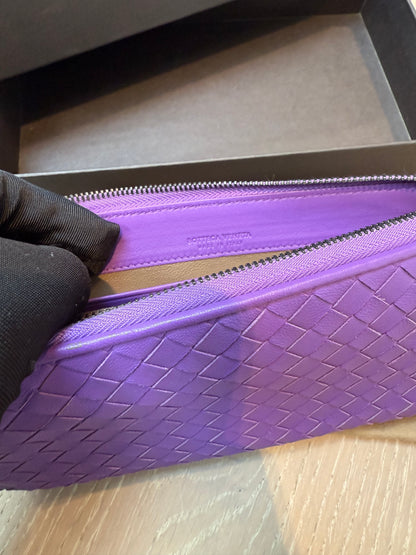 Bottega Veneta Intrecciato Purple Long Wallet