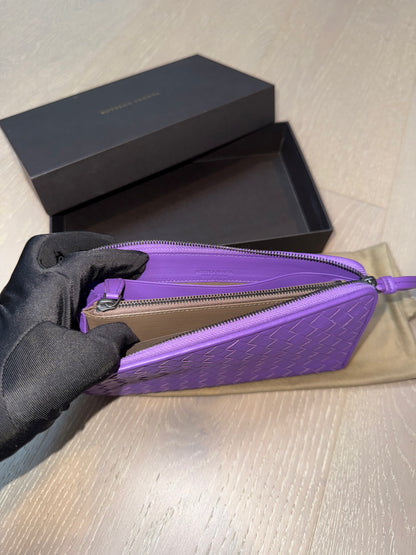 Bottega Veneta Intrecciato Purple Long Wallet