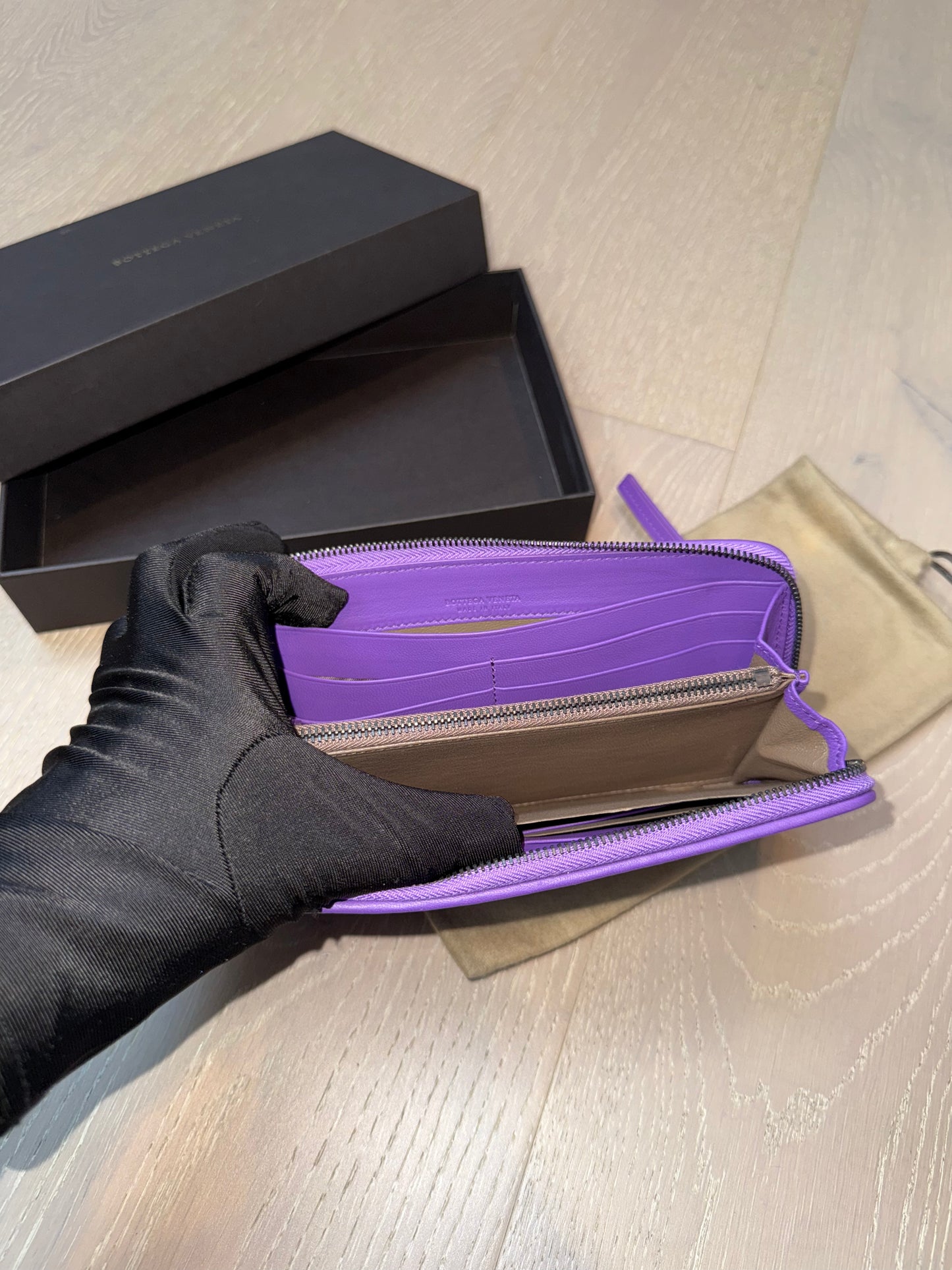 Bottega Veneta Intrecciato Purple Long Wallet