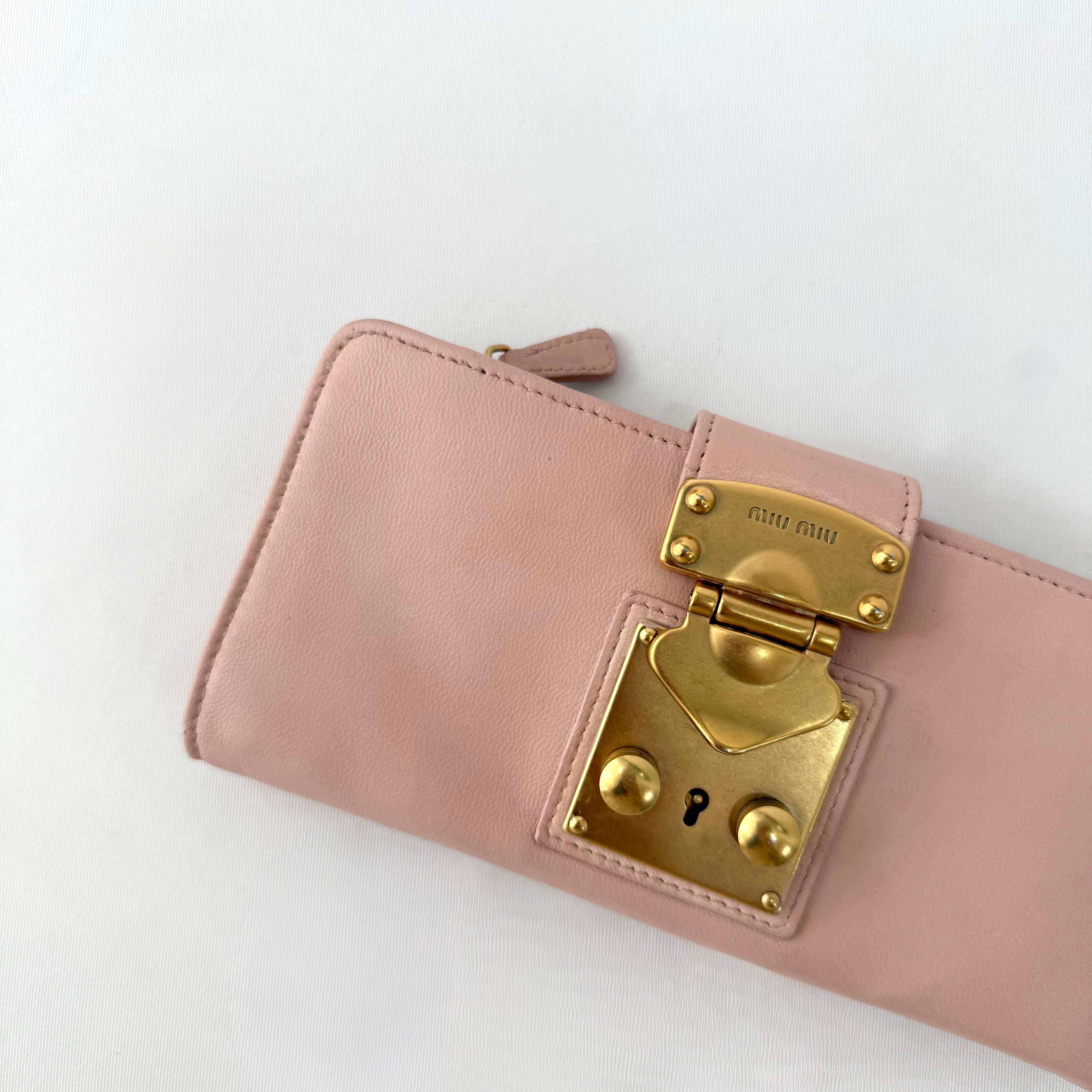 Miu Miu Vitello Lux Leather Pink Wallet