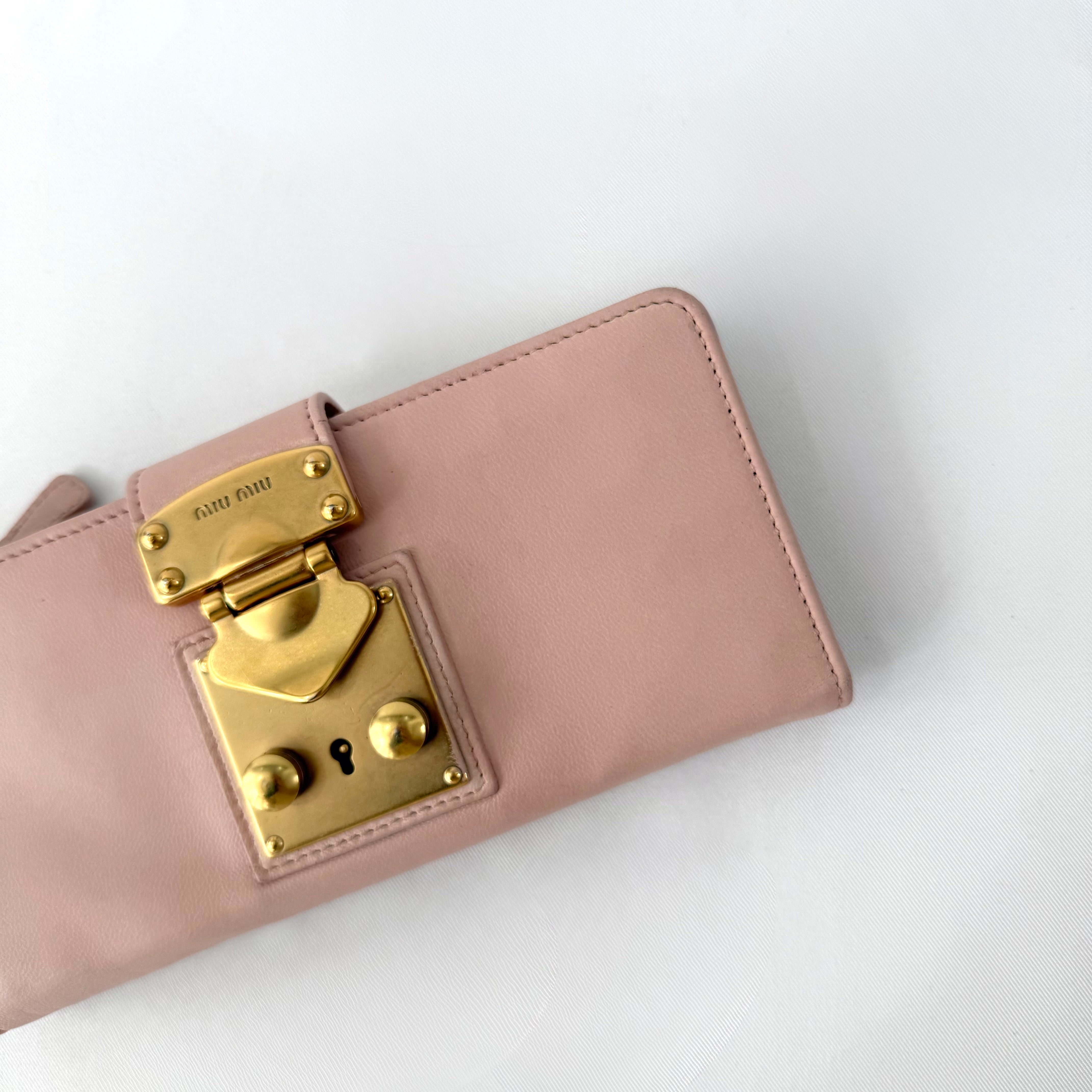 Miu Miu Vitello Lux Leather Pink Wallet