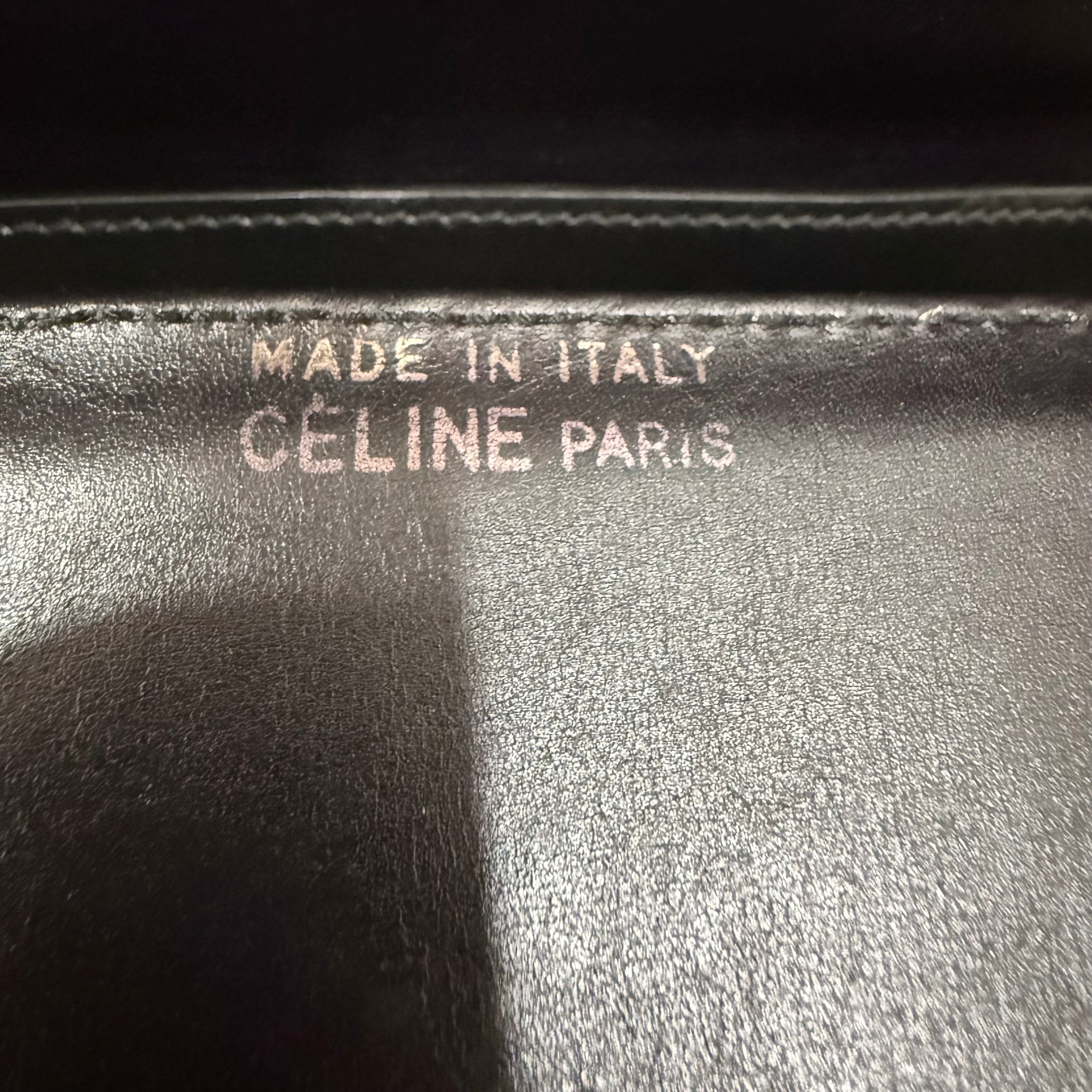 CELINE Vintage Black Leather Horse Carriage
