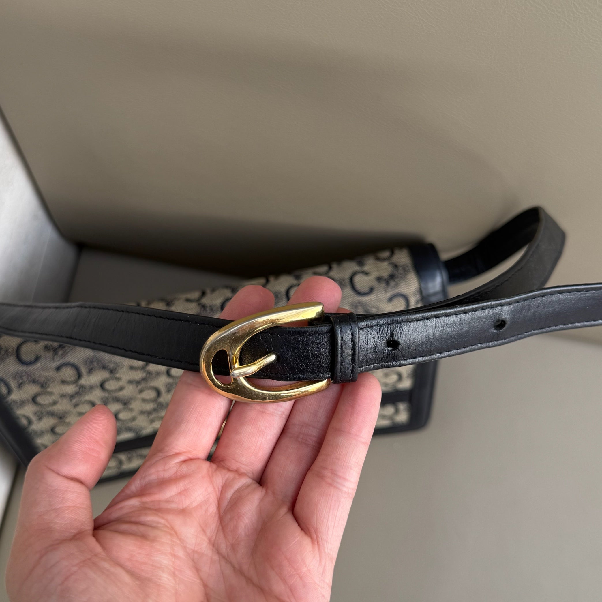Celine Macadam Canvas Horse Carriage Shoulder Bag