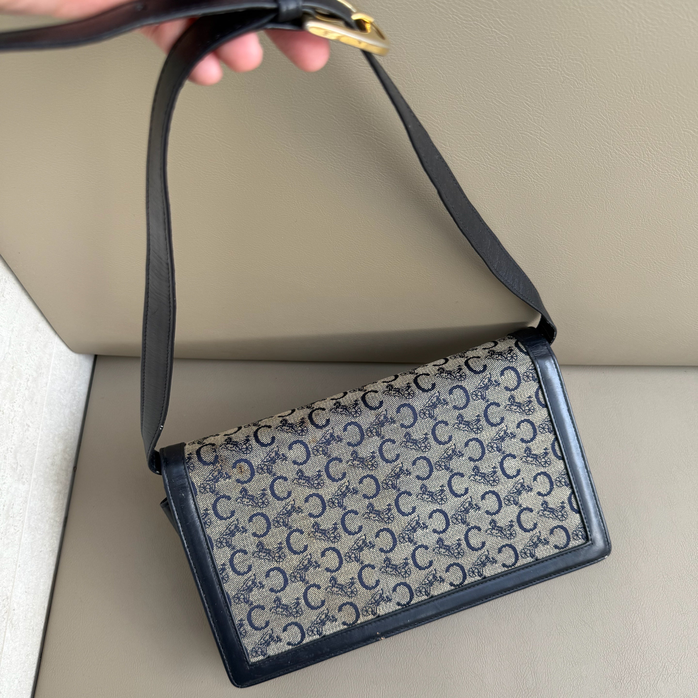 Celine Macadam Canvas Horse Carriage Shoulder Bag