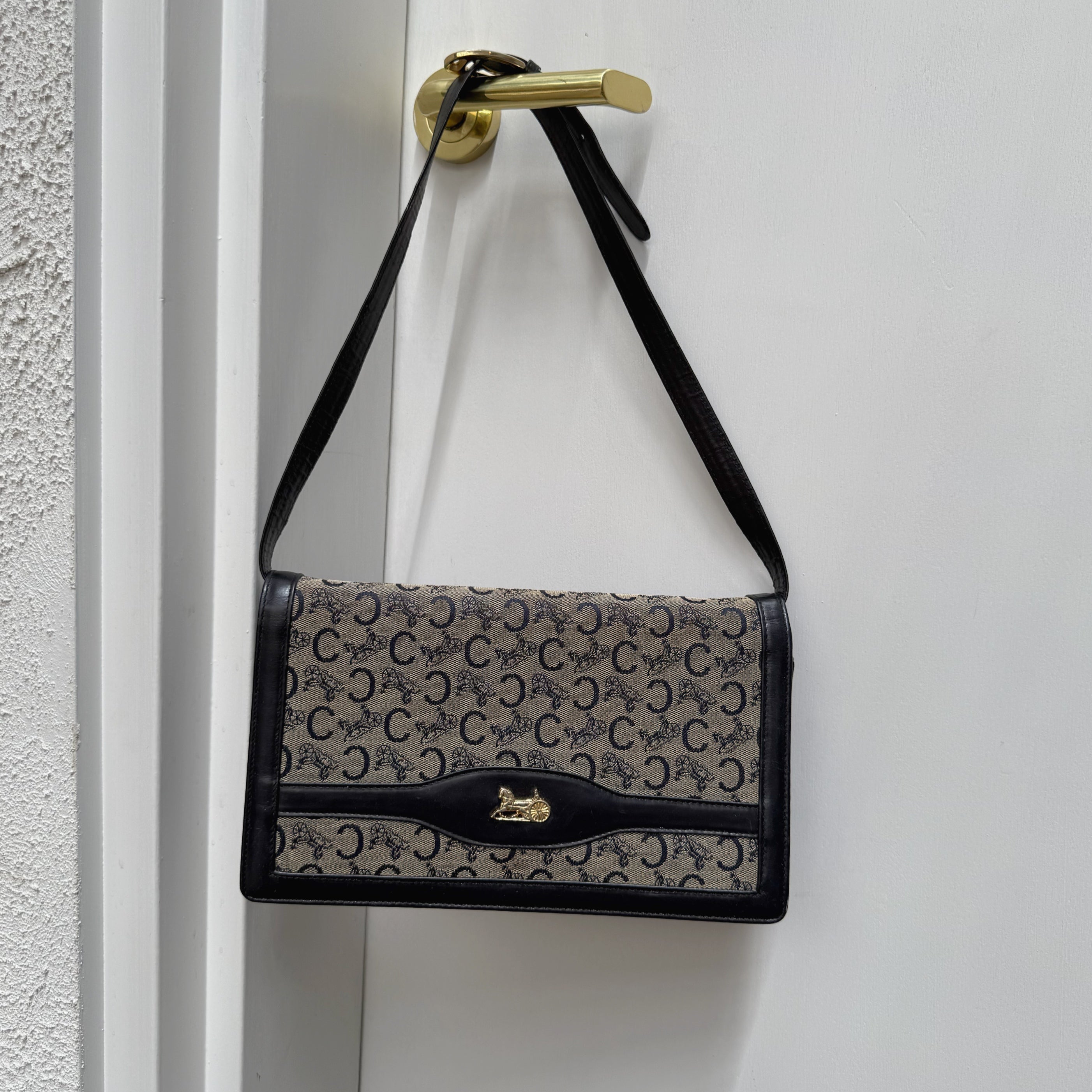 Celine Macadam Canvas Horse Carriage Shoulder Bag