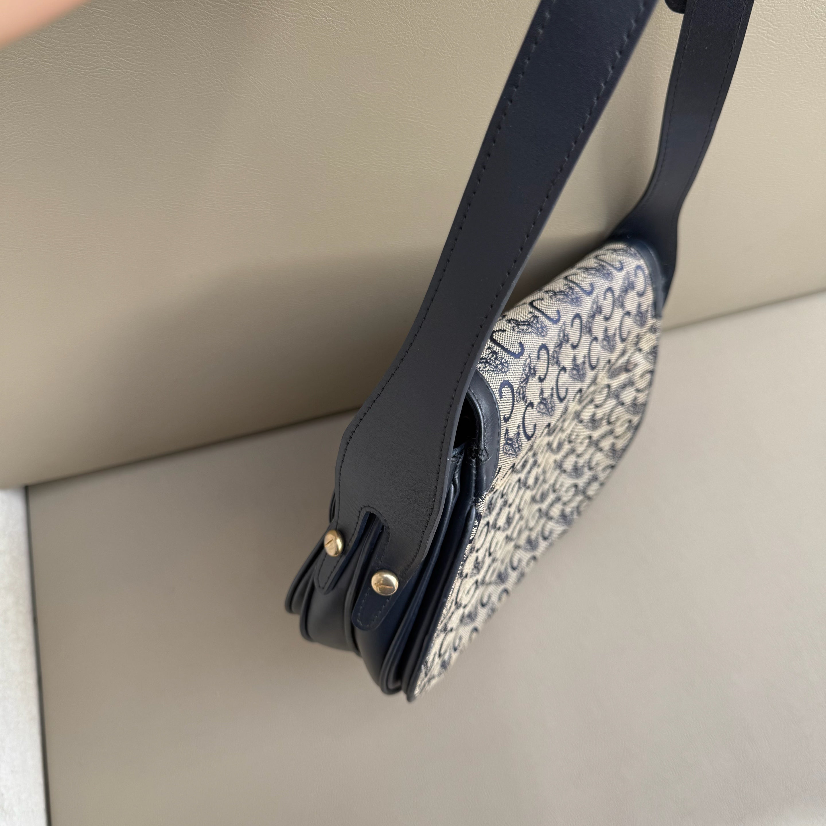  (WISE) CELINE C Sulky Shoulder Bag Canvas Navy 