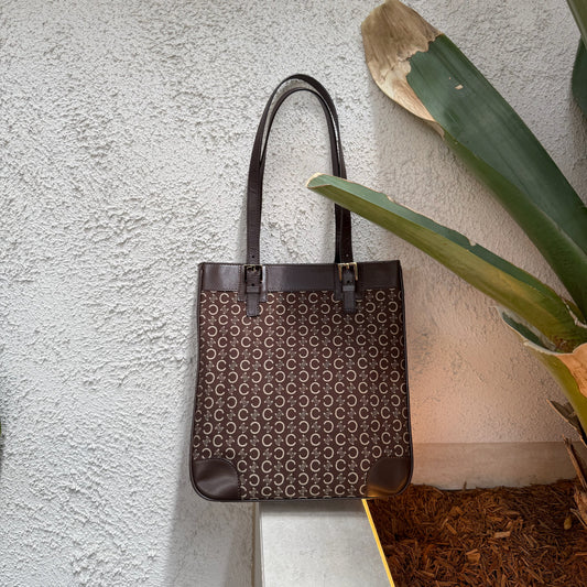 Celine C Macadam Brown Canvas Tote Bag