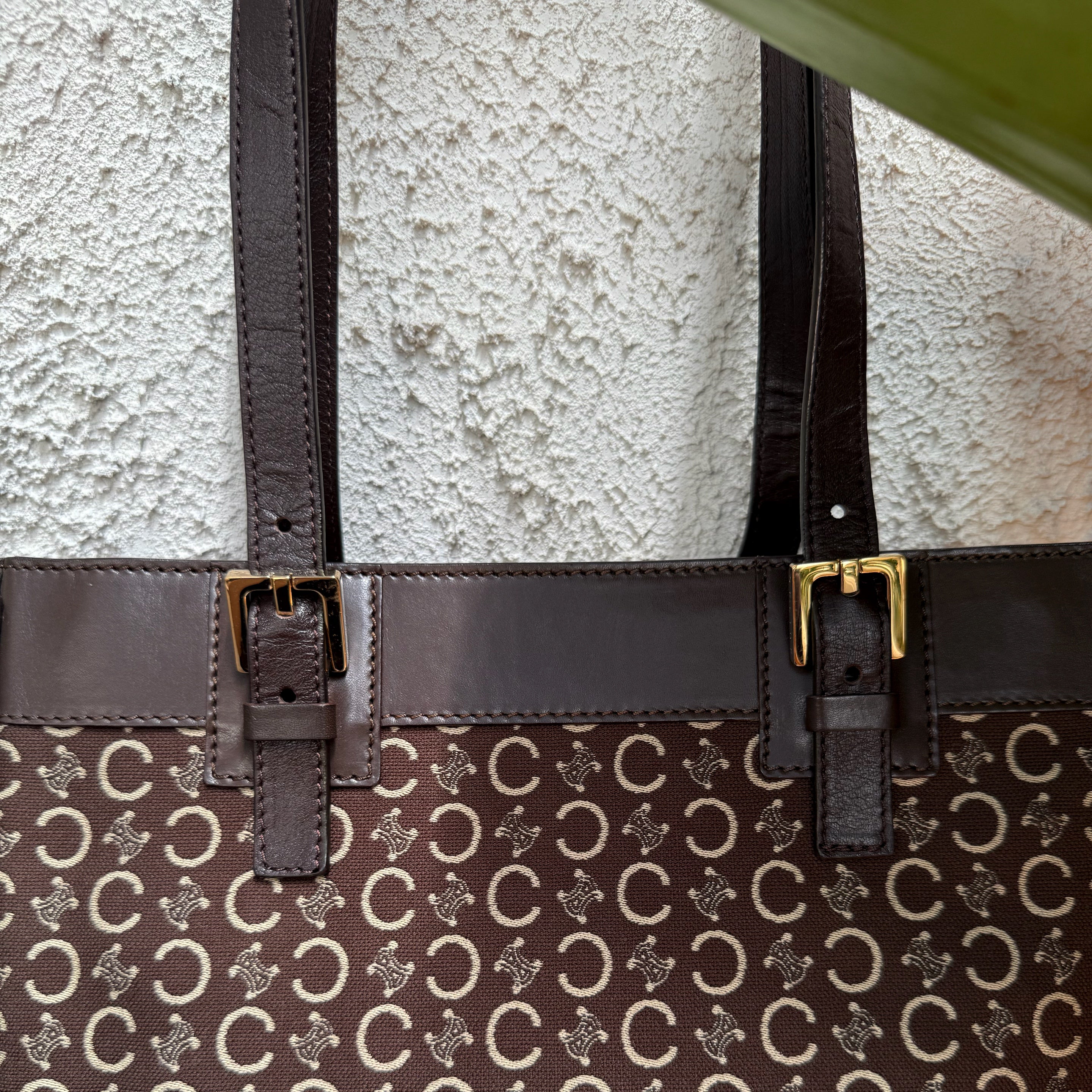 Celine C Macadam Brown Canvas Tote Bag