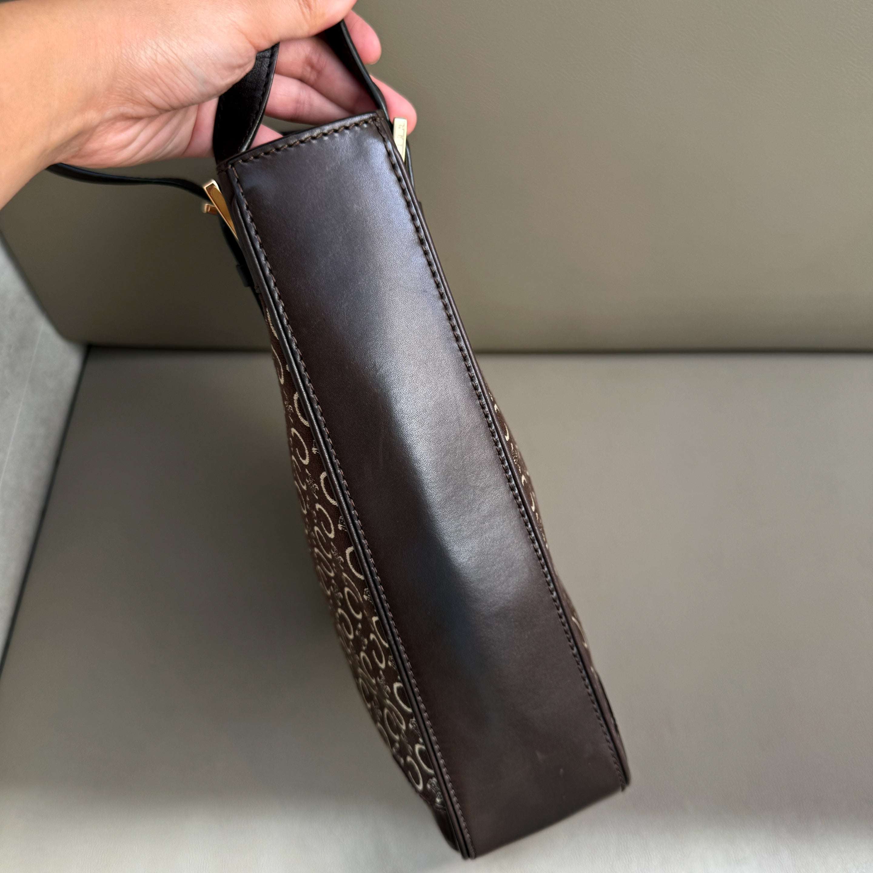 Celine C Macadam Brown Canvas Tote Bag