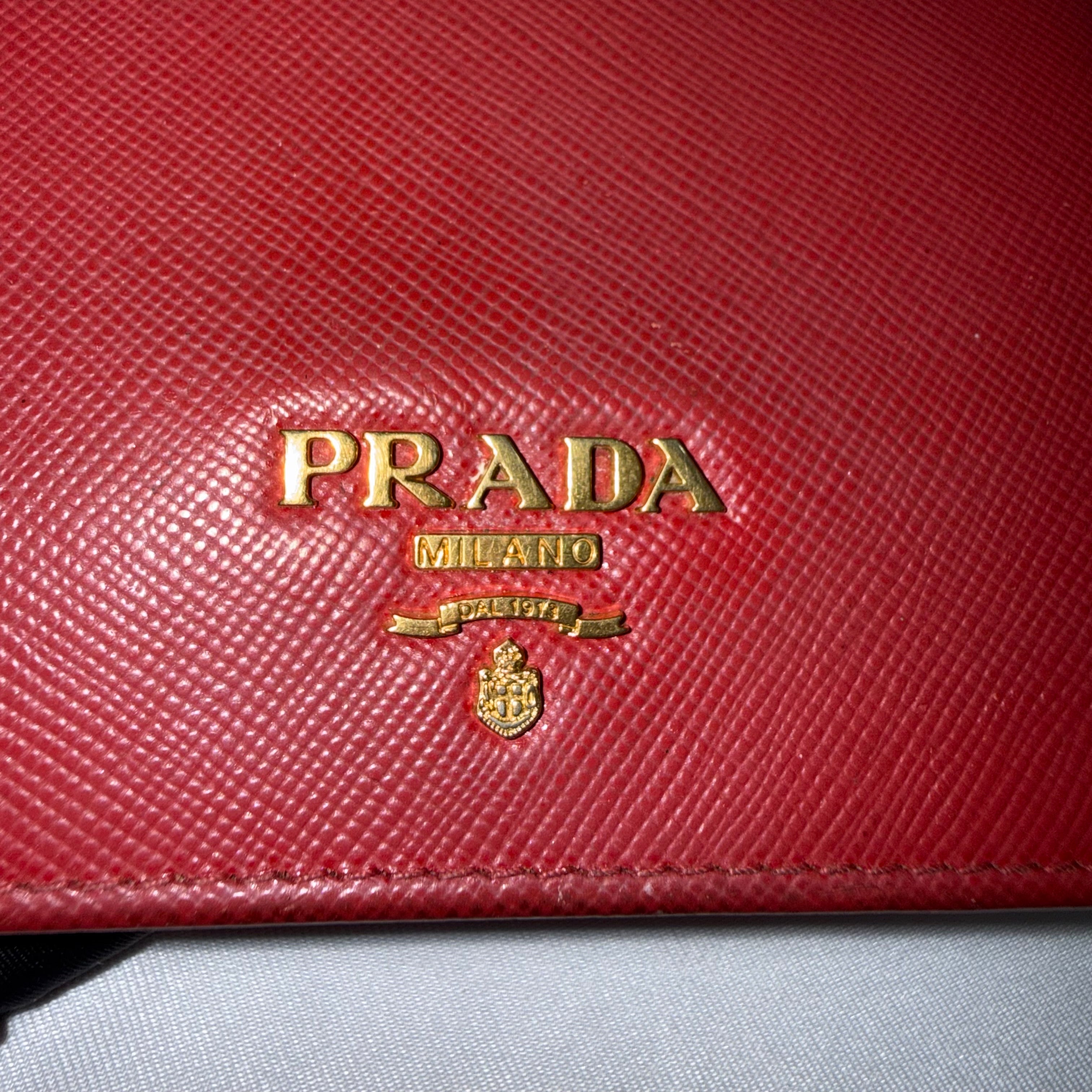 Prada Small Saffiano Leather Wallet in Red