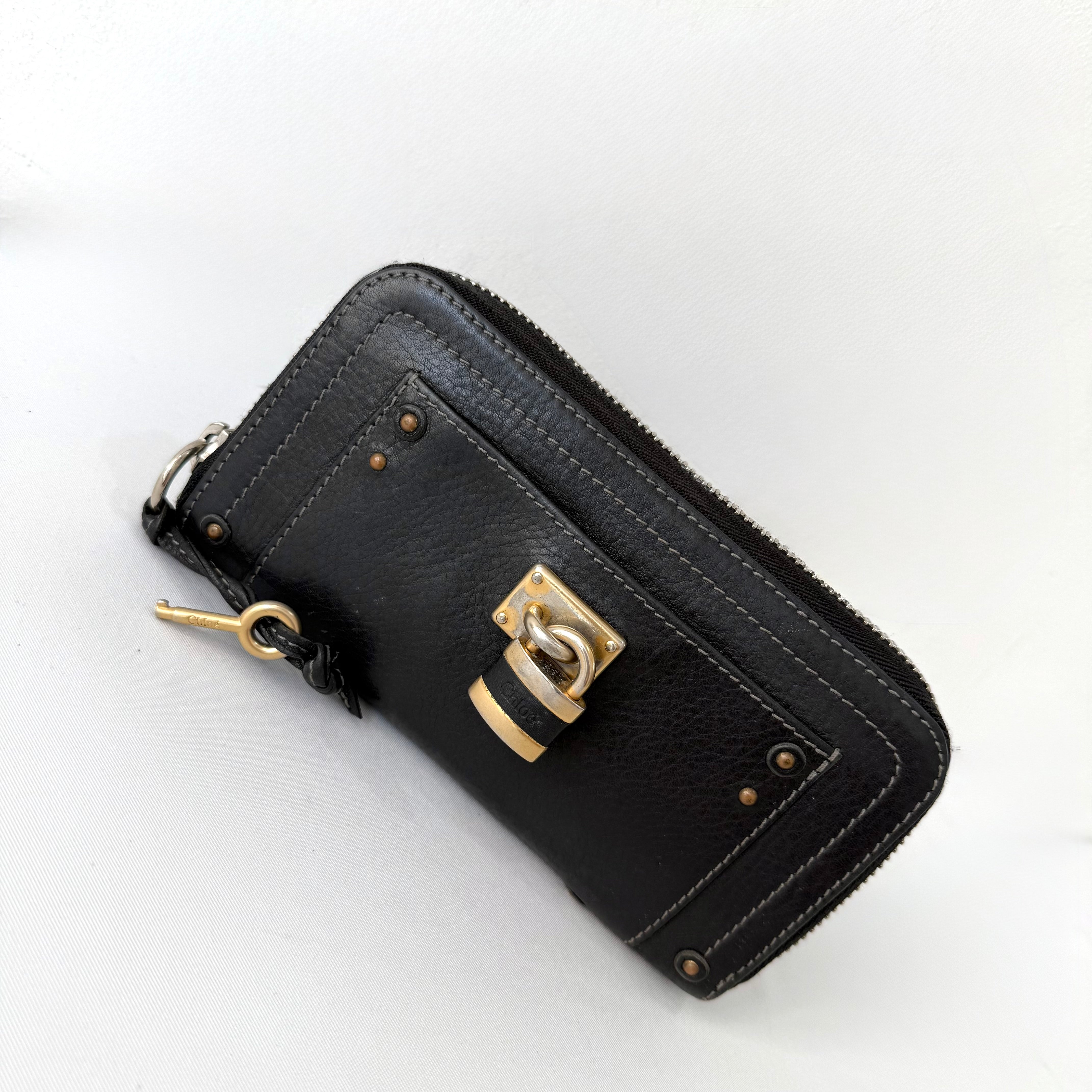Chloe Black Leather Paddington Long Wallet