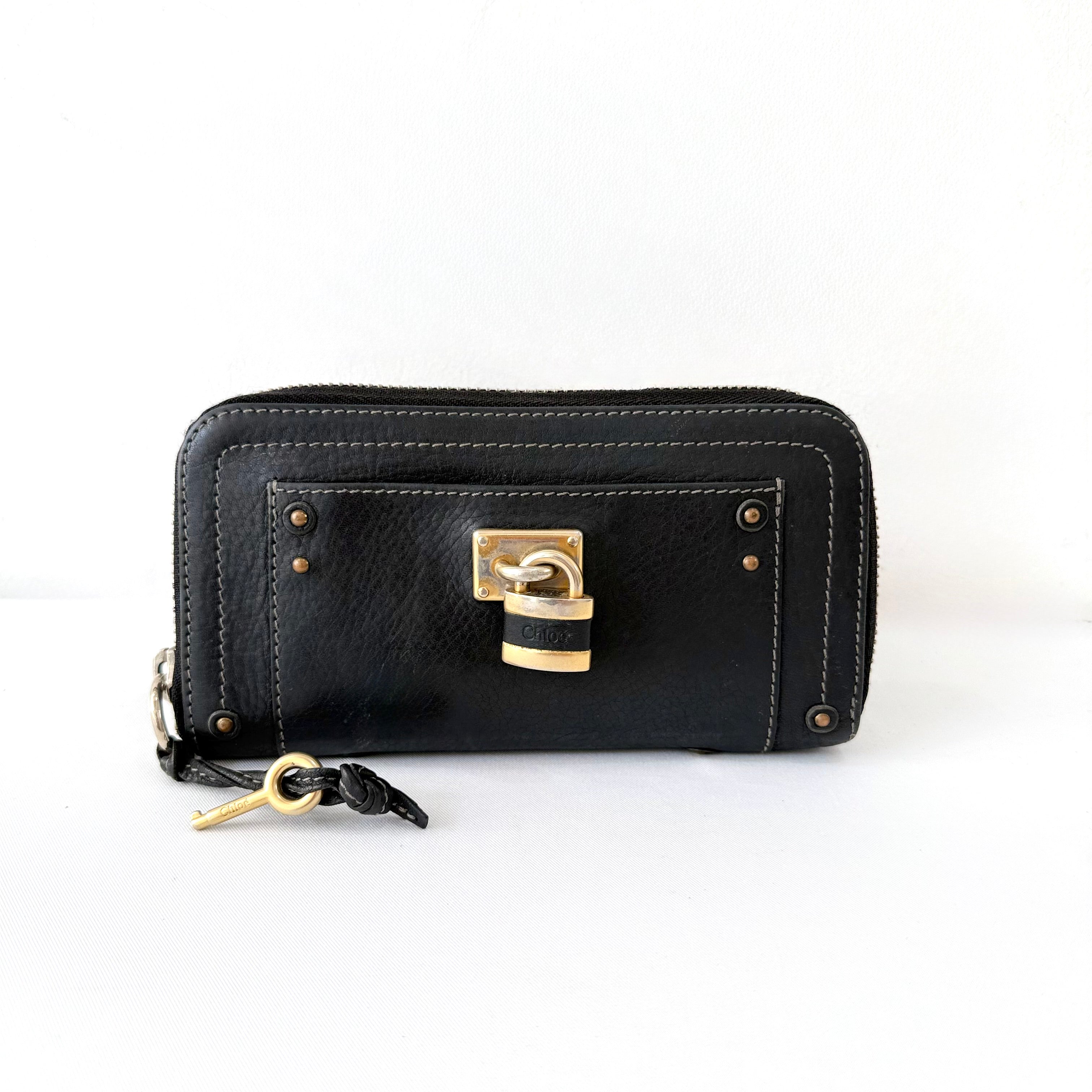 Chloe Black Leather Paddington Long Wallet