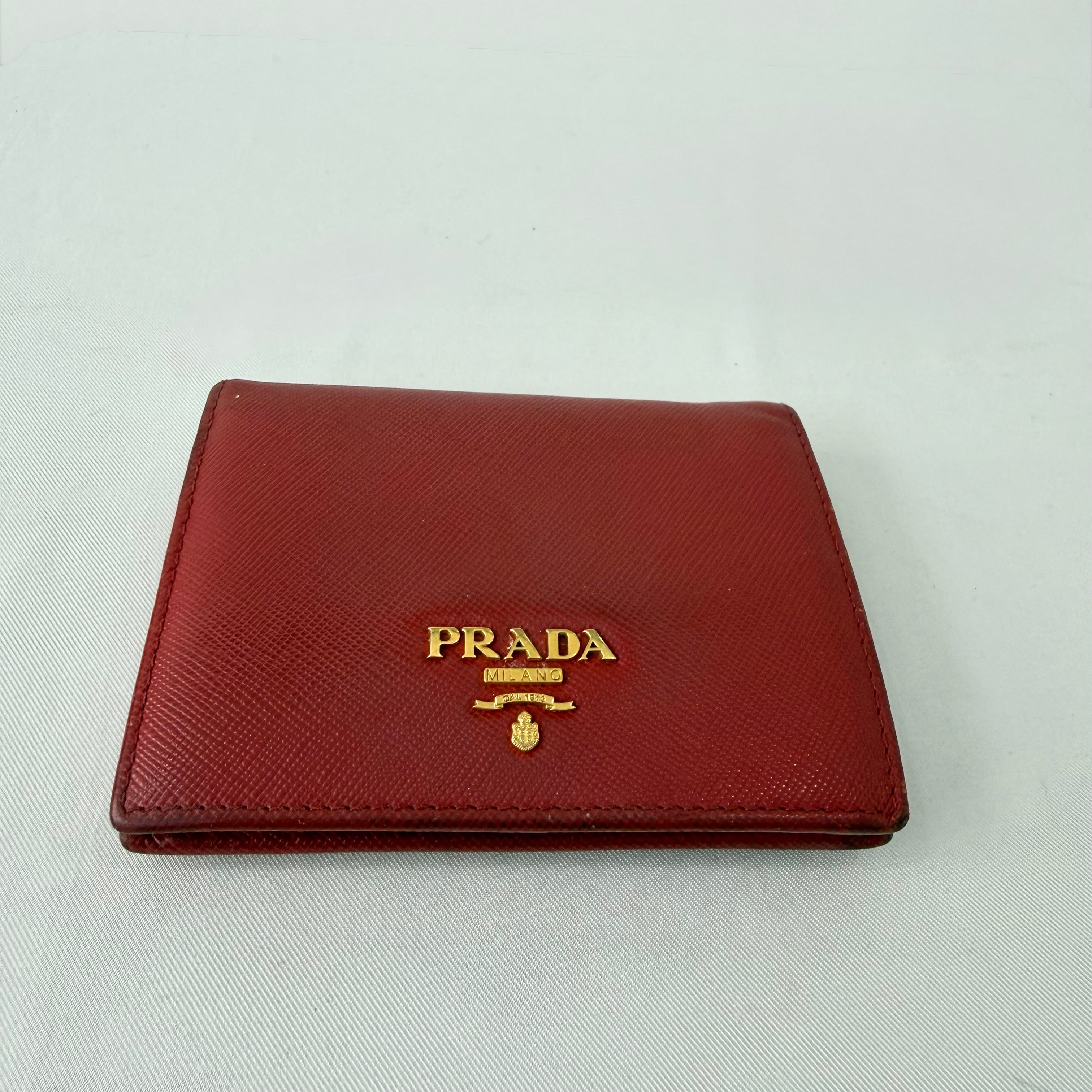 Prada Small Saffiano Leather Wallet in Red