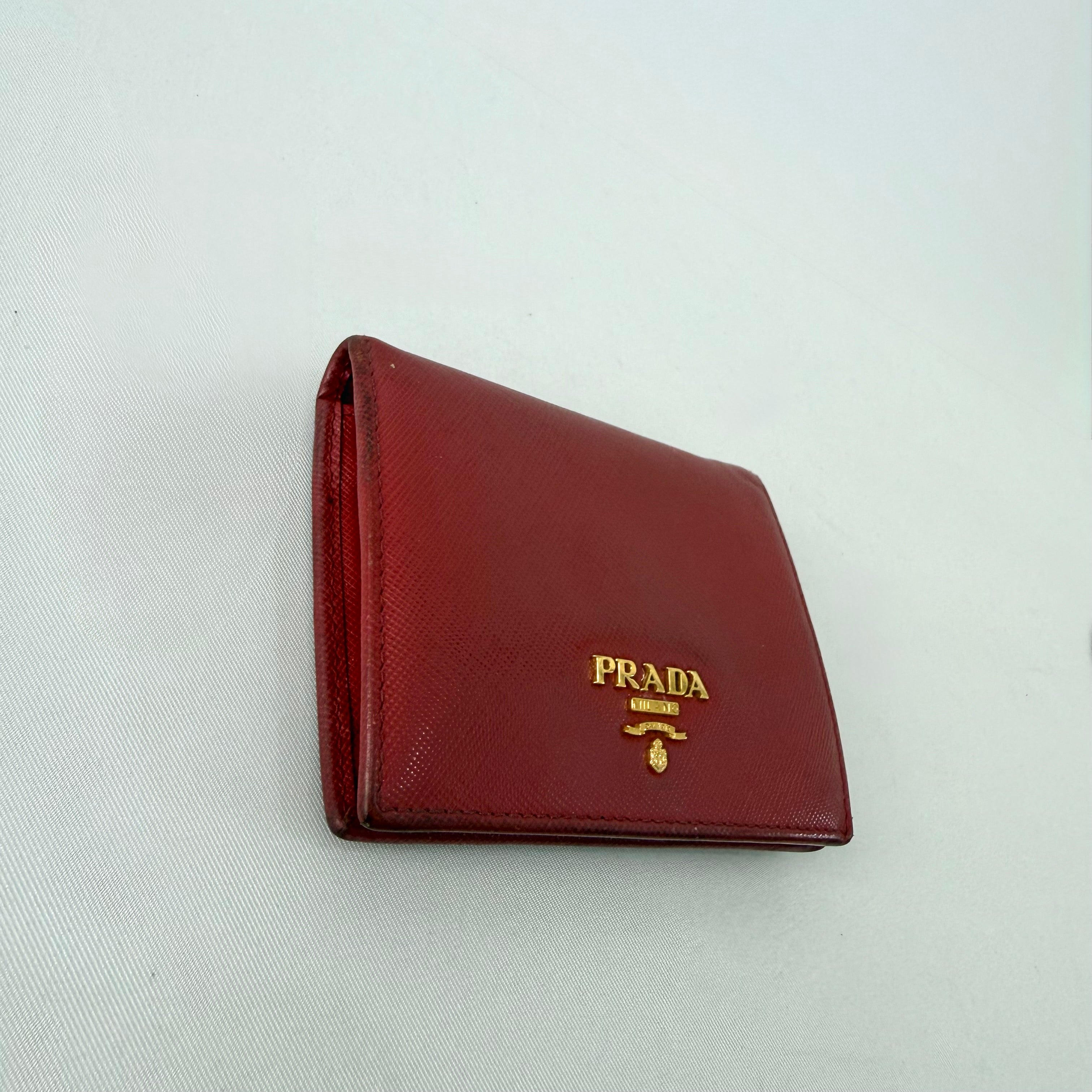 Prada Small Saffiano Leather Wallet in Red