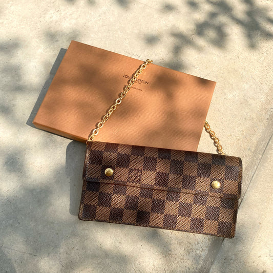 Louis Vuitton Portefeuille Accordion Long Chain Wallet Damier Ebene