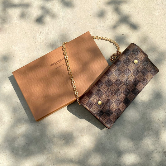 Louis Vuitton Portefeuille Accordion Long Chain Wallet Damier Ebene