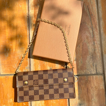Louis Vuitton Portefeuille Accordion Long Chain Wallet Damier Ebene