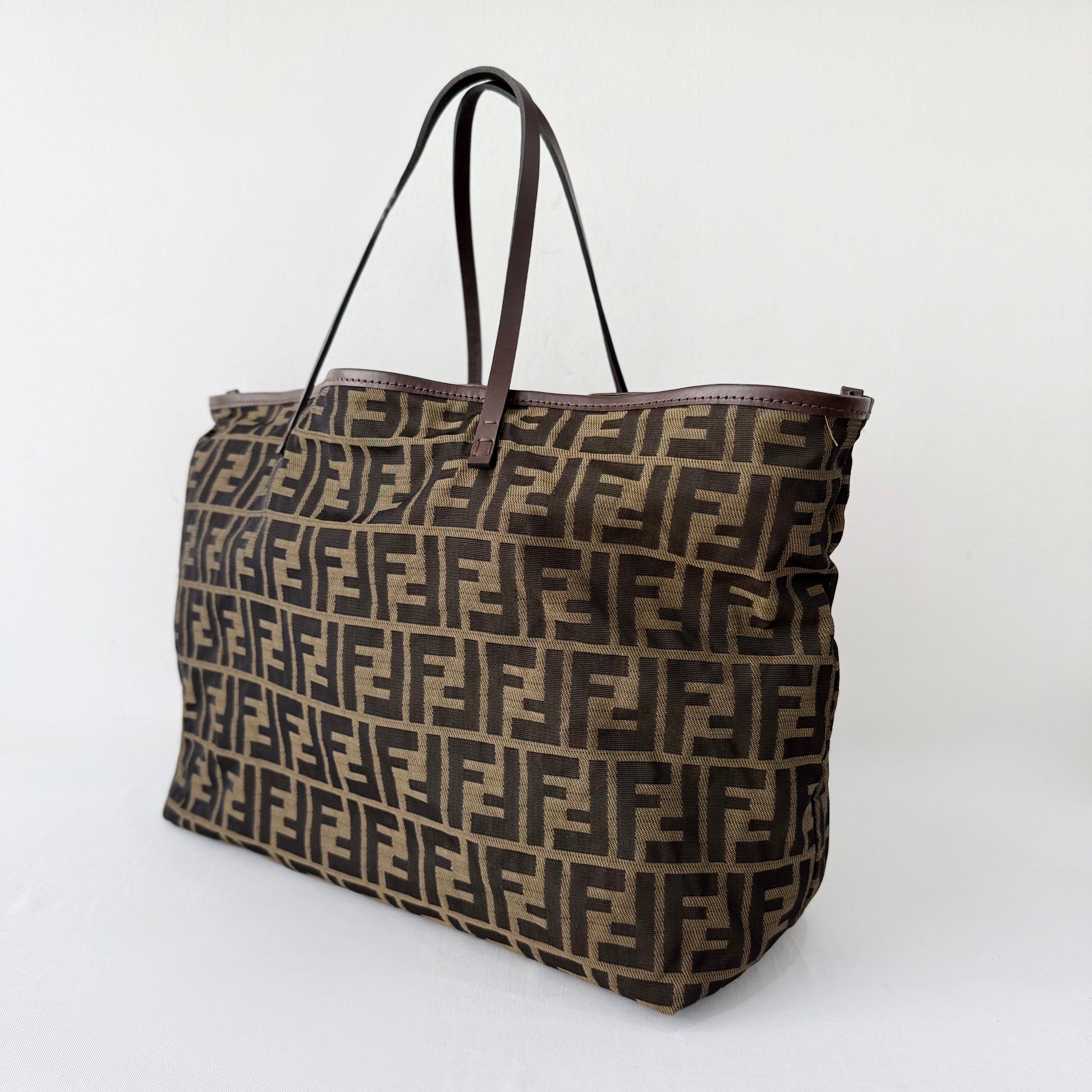 Fendi Zucca Zucchino Roll Bag Tote with pochette