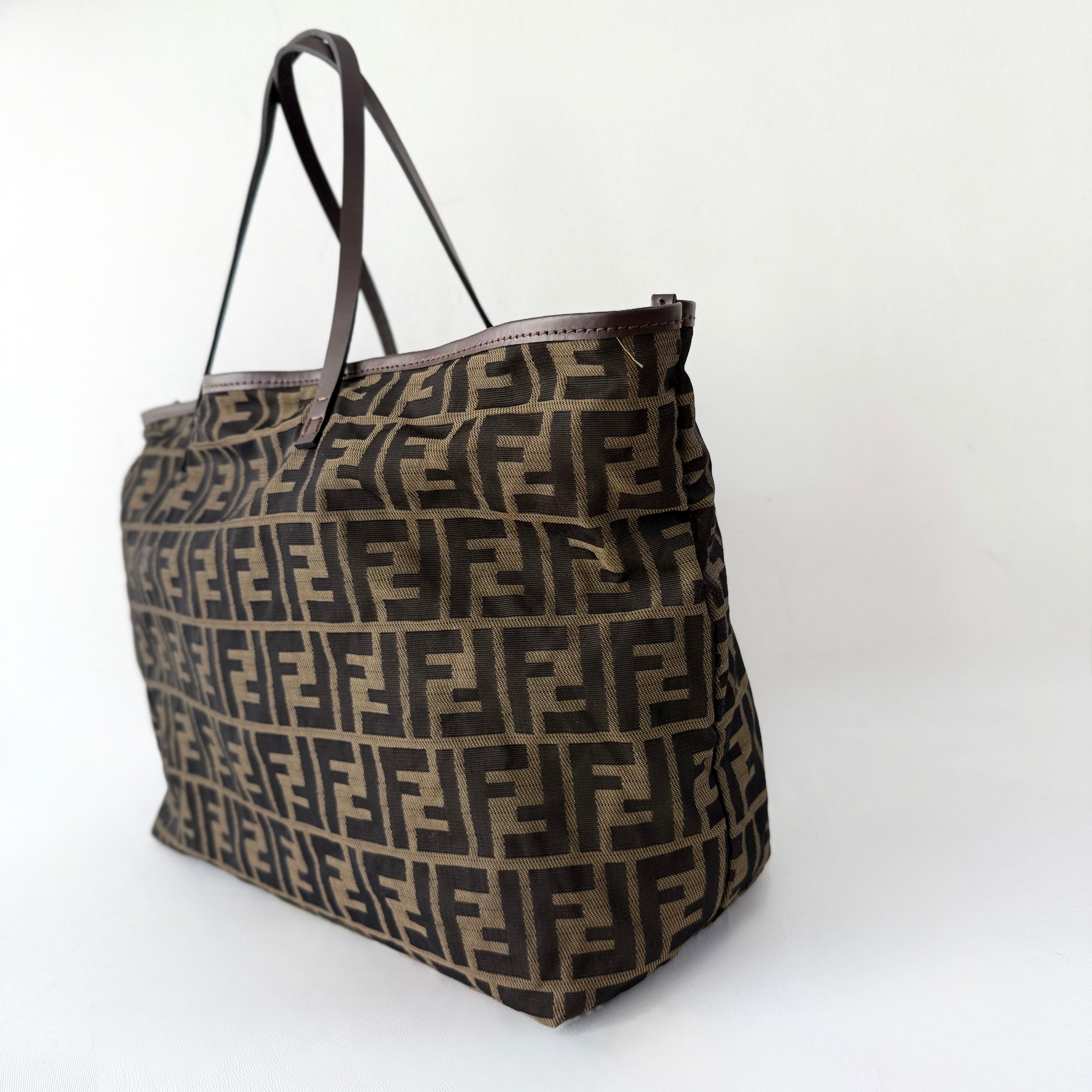Fendi Zucca Zucchino Roll Bag Tote with pochette