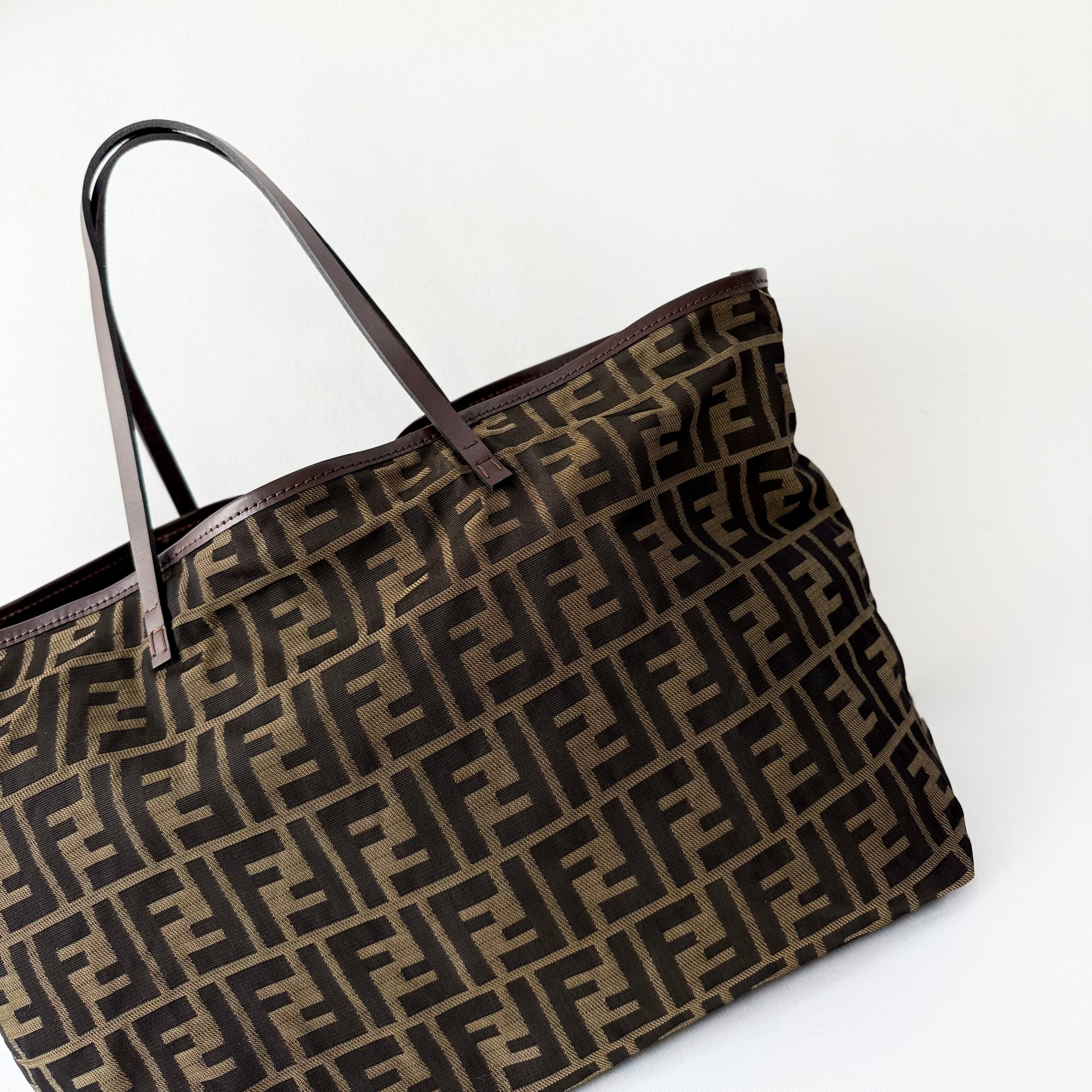 Fendi Zucca Zucchino Roll Bag Tote with pochette