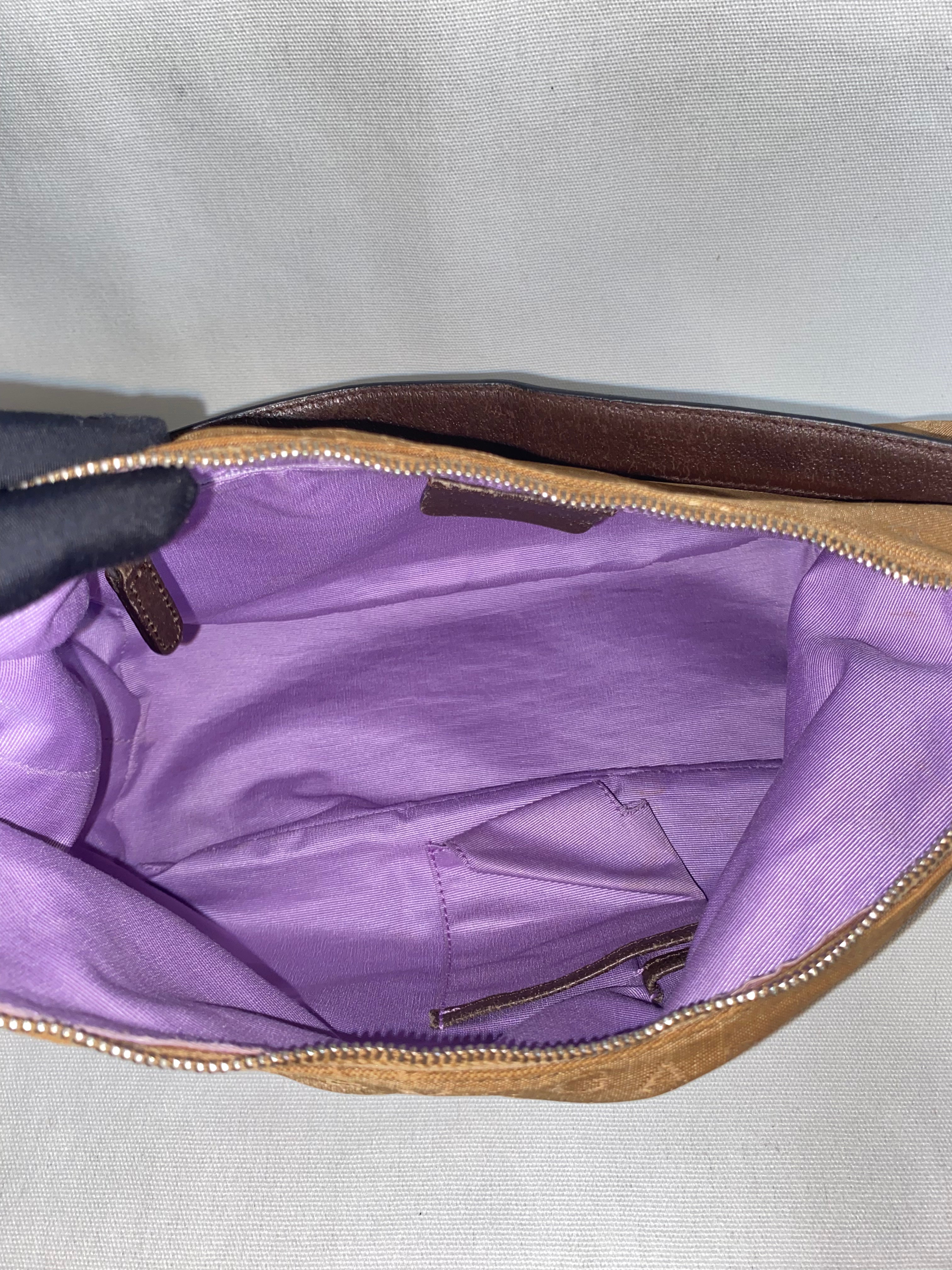 BVLGARI Logomania Brown Canvas Leather Shoulder Bag