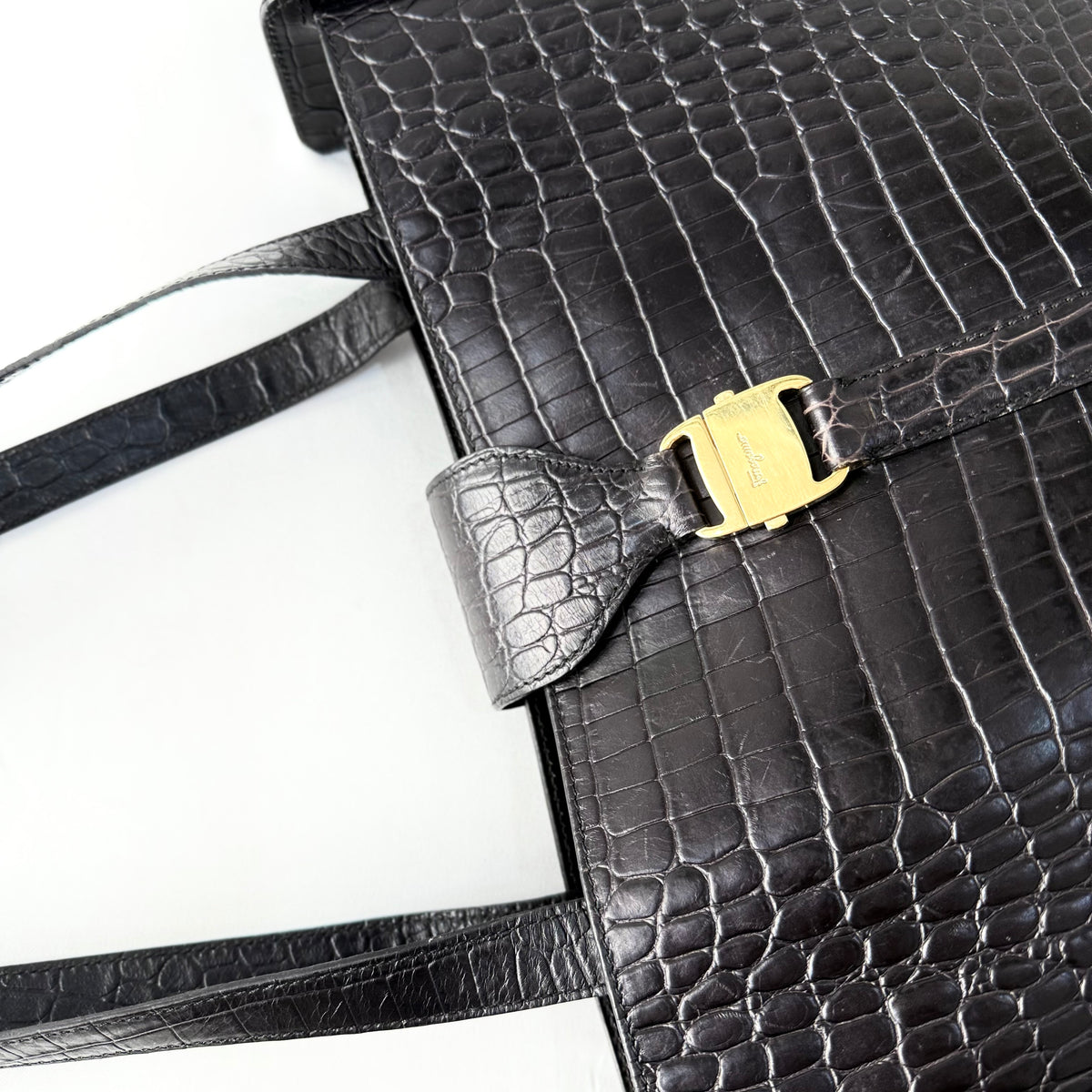Salvatore Ferragamo Embossed Leather Shoulder Bag