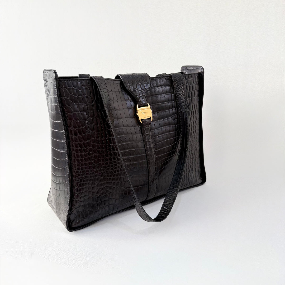 Salvatore Ferragamo Embossed Leather Shoulder Bag