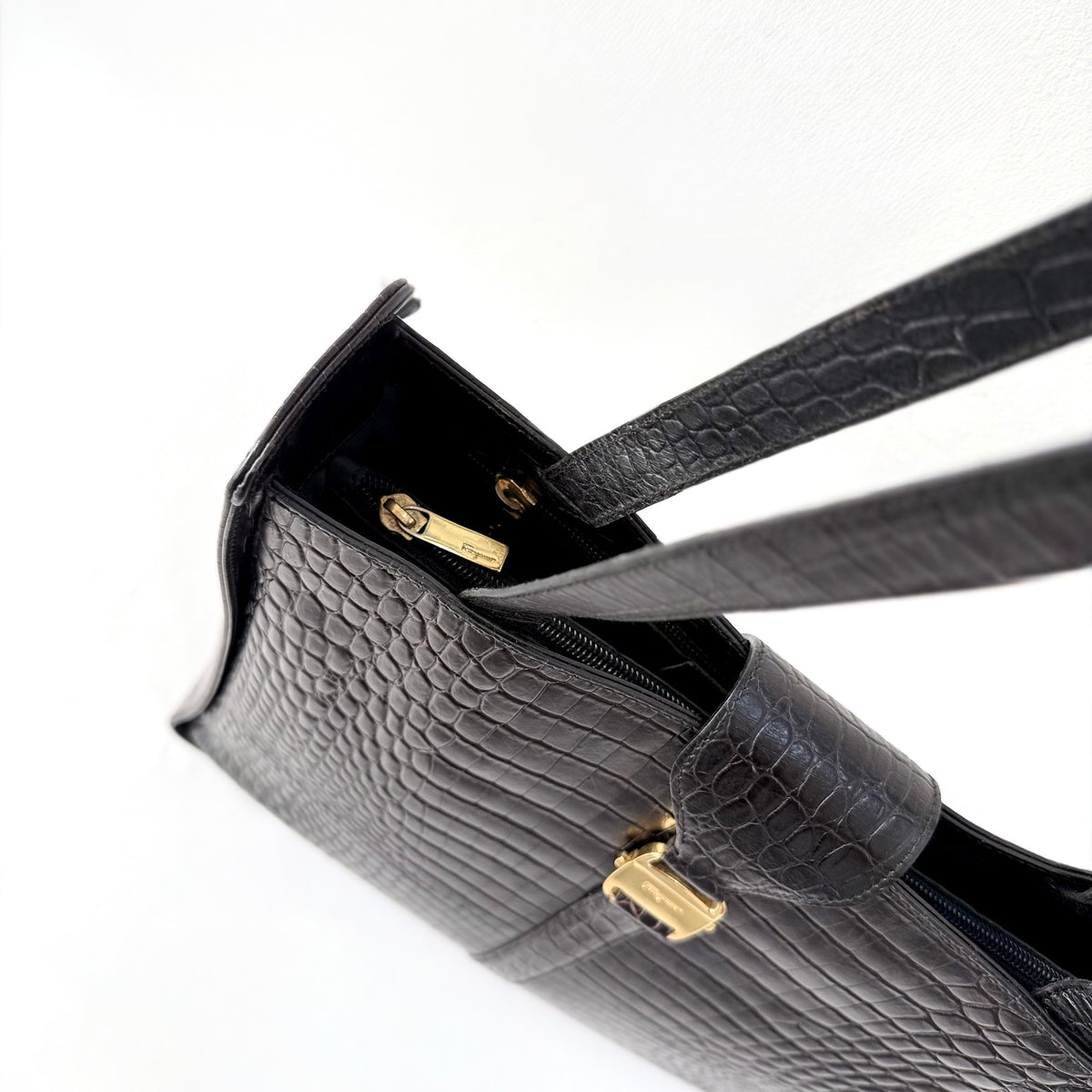 Salvatore Ferragamo Embossed Leather Shoulder Bag