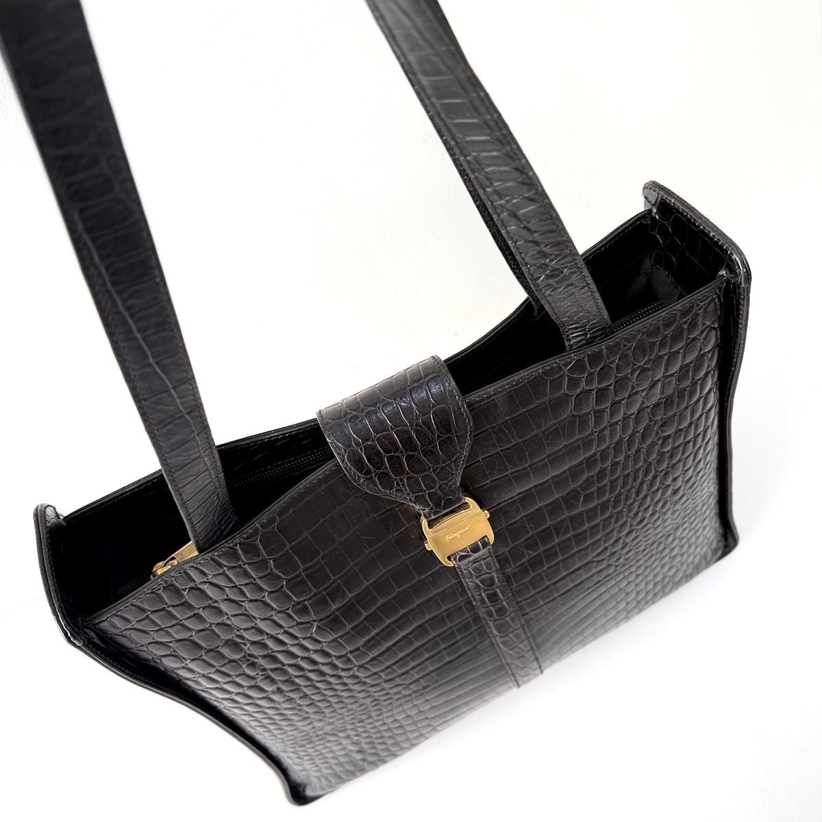 Salvatore Ferragamo Embossed Leather Shoulder Bag