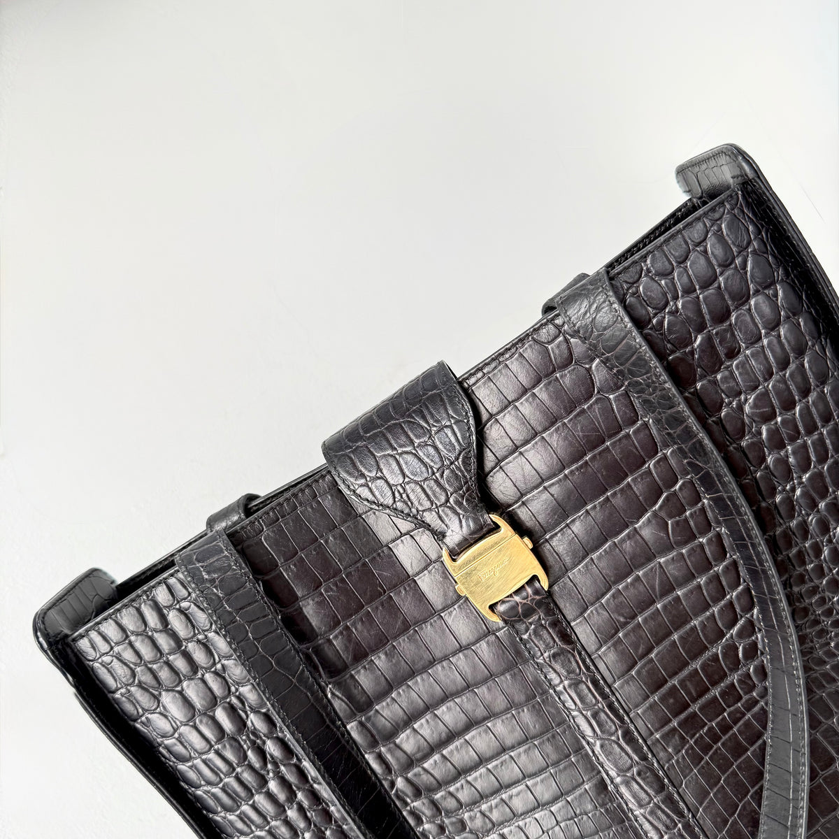 Salvatore Ferragamo Embossed Leather Shoulder Bag