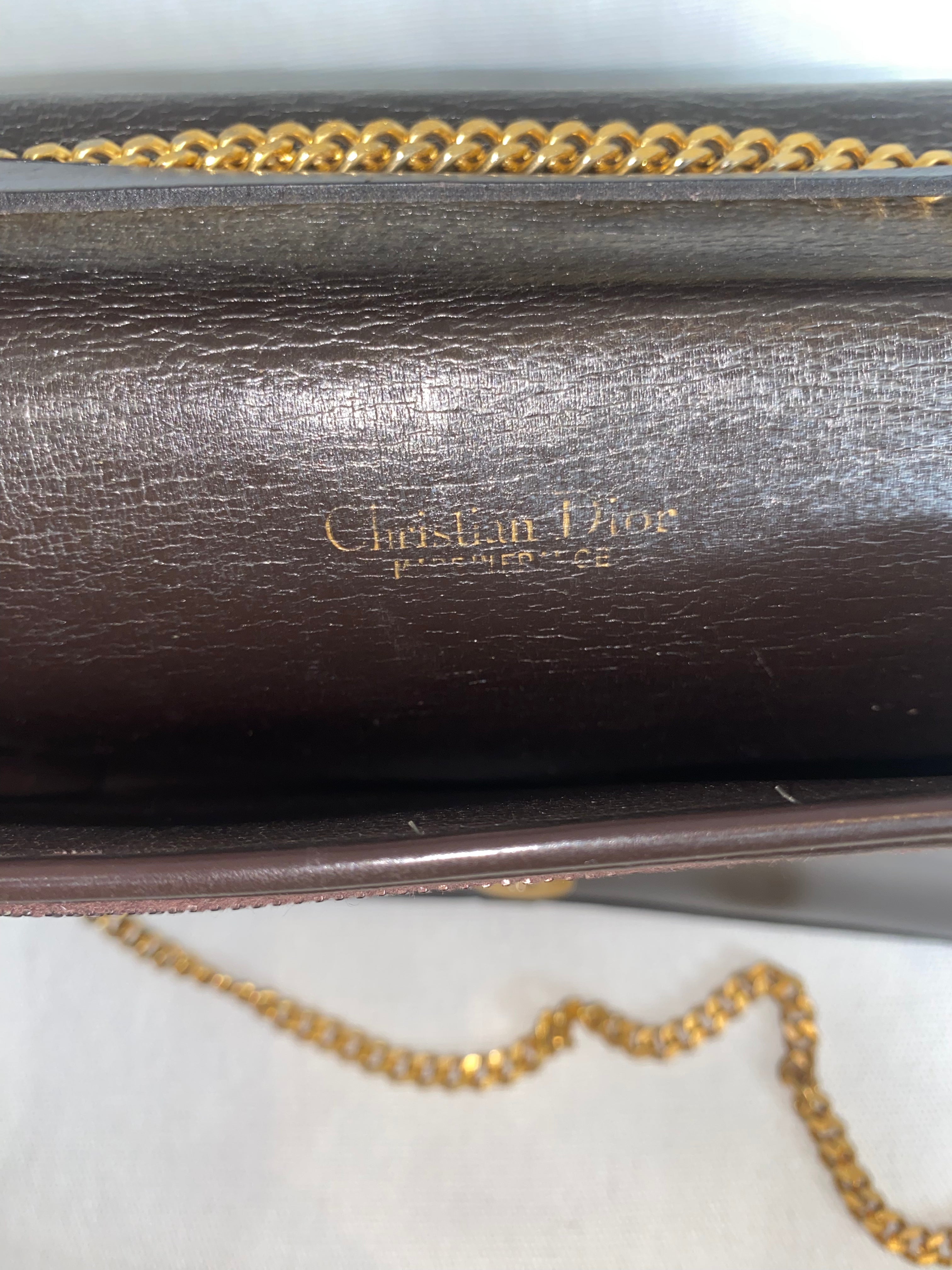 Dior Brown Trotter Jacquard Chain Shoulder Bag