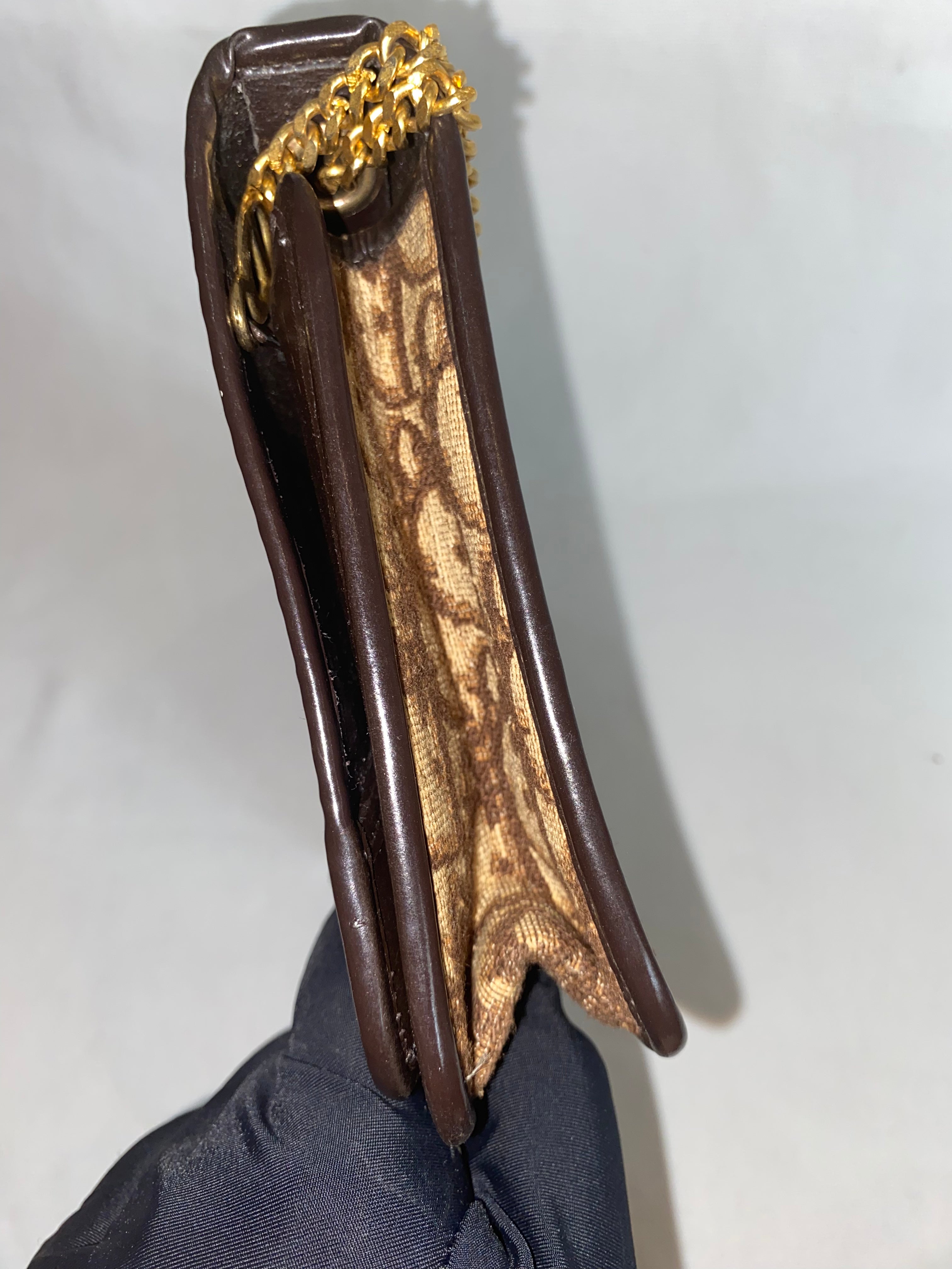 Dior Brown Trotter Jacquard Chain Shoulder Bag