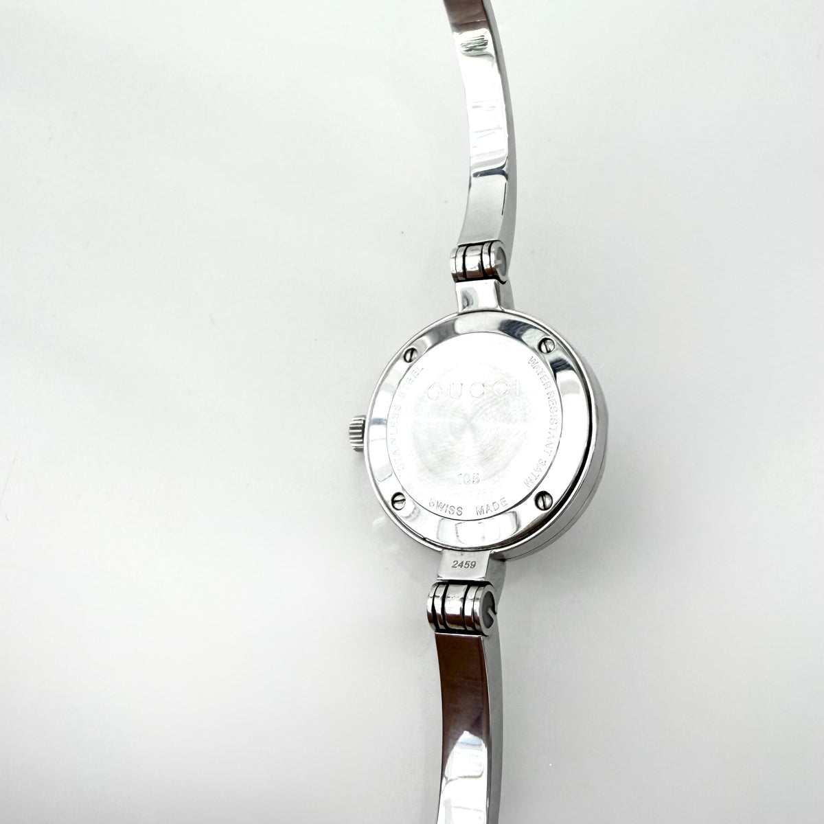 Gucci Silver 105 Monogram Pattern White Dial Quartz