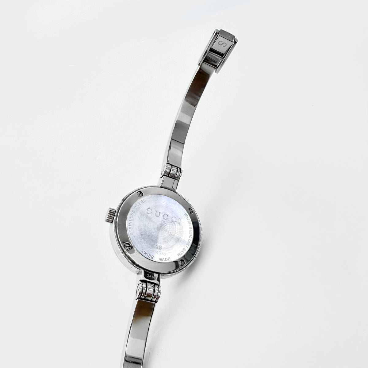 Gucci Silver 105 Monogram Pattern White Dial Quartz