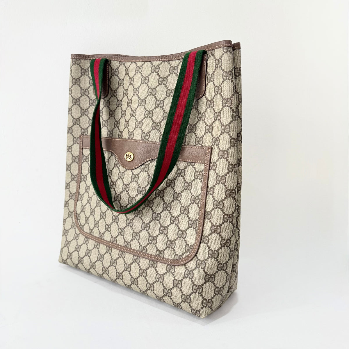 GUCCI GG Coated Canvas Web Sherry Line Tote Bag