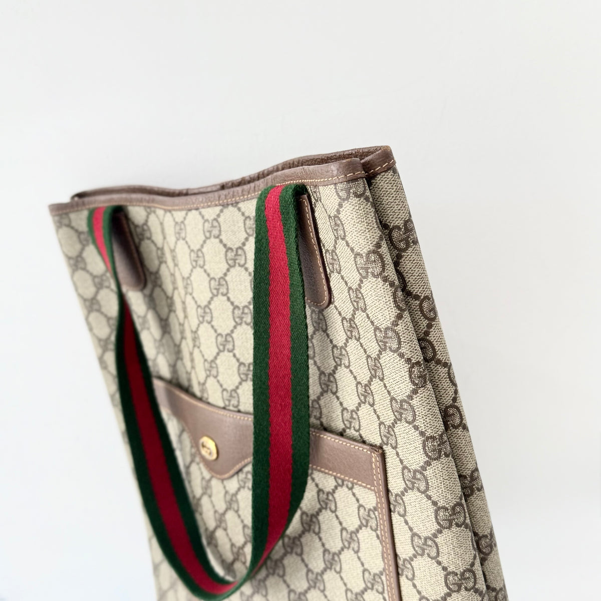 GUCCI GG Coated Canvas Web Sherry Line Tote Bag
