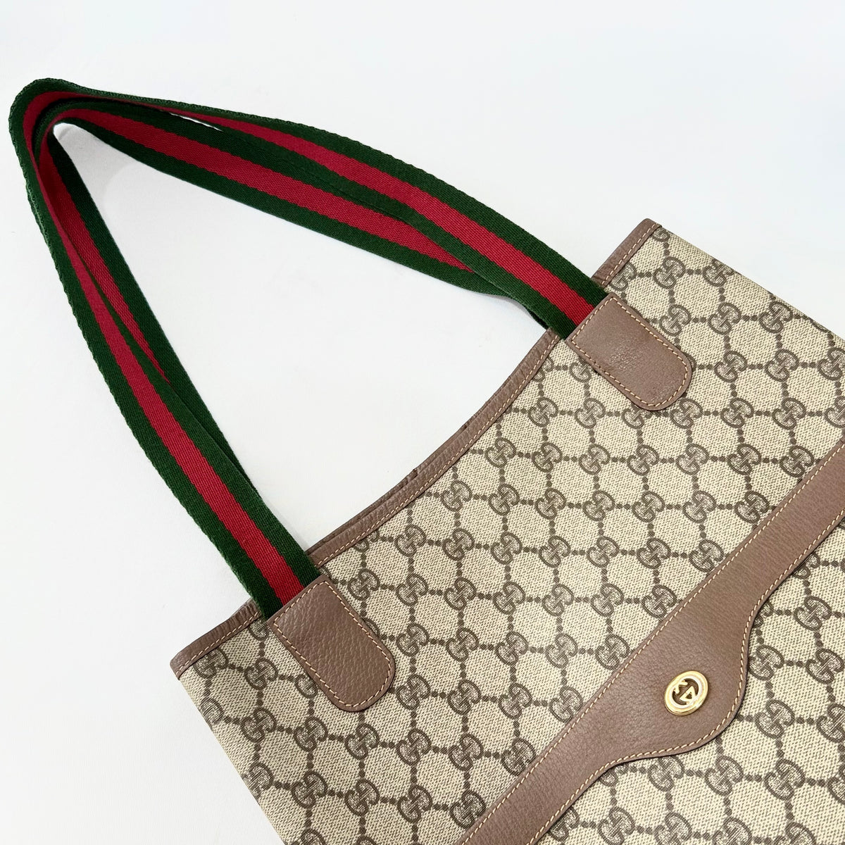 GUCCI GG Coated Canvas Web Sherry Line Tote Bag